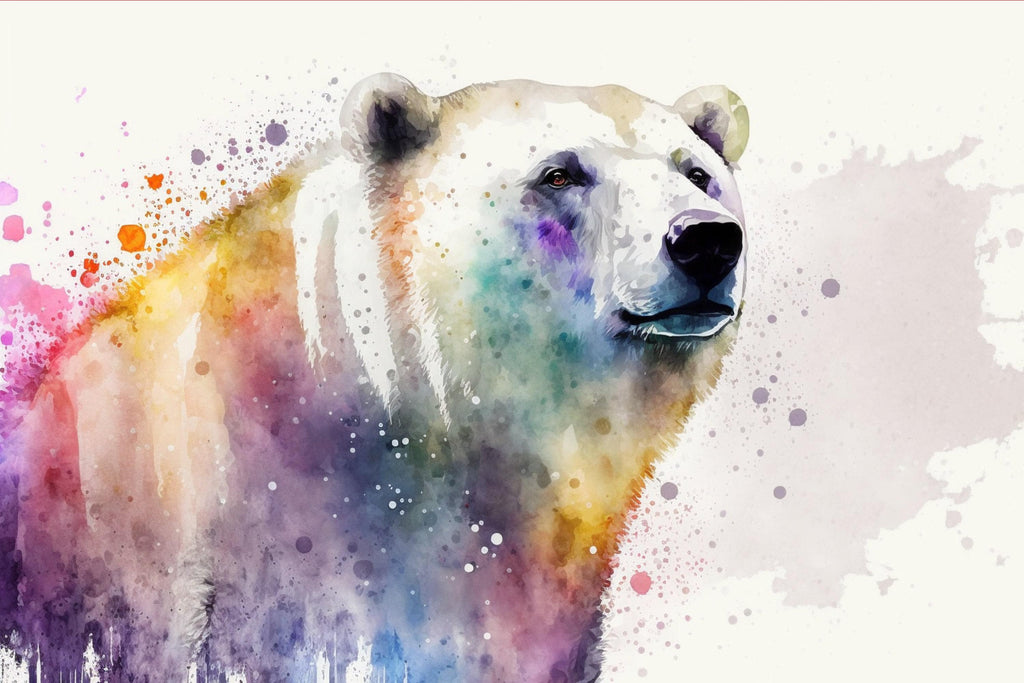 Icy Guardian: Polar Bear Watercolor Painting, Giclee Print on Canvas, Artist Paper, Watercolor Paper, Available in Extra Large Sizes