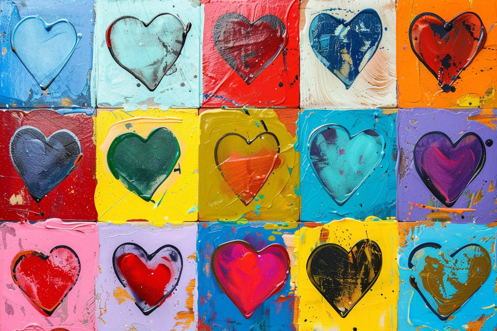 Abstract Heart Painting – Extra Large Gallery Wrapped Canvas | Colorful Hearts Art