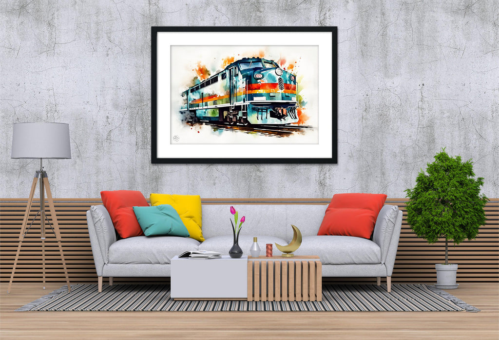 Express of Nostalgia: Watercolor Train Print, Giclee Print on Canvas, Artist Paper, Watercolor Paper, Available in Extra Large Sizes