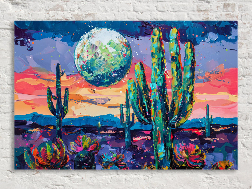 Desert Night Collage Art – Southwest Wall Art | Gallery Wrapped Canvas, Ready to Hang