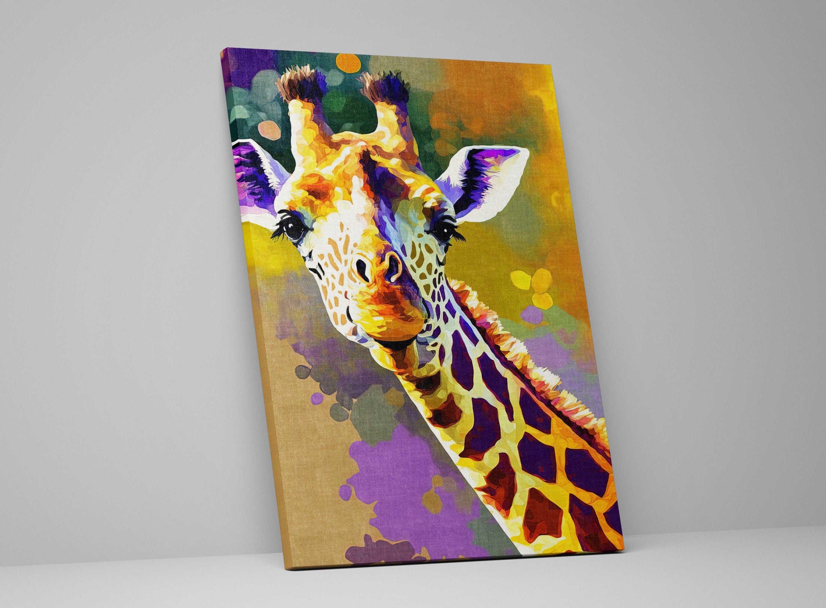 Giraffe Canvas Art - Nursery Wall Art | Wildlife Wall Decor, Safari Animal Painting