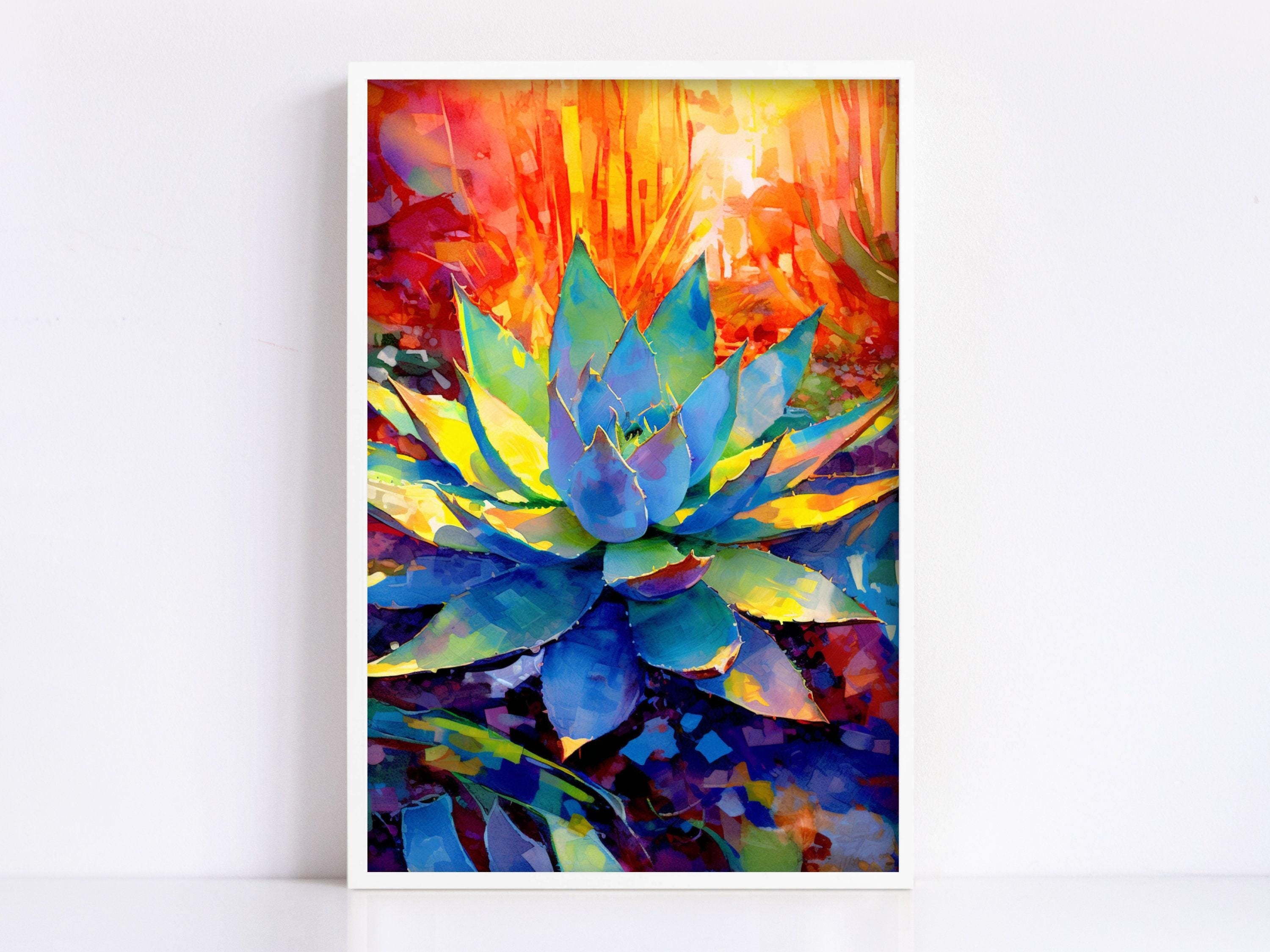 Sunset Glow Agave - Southwest Watercolor Wall Decor, Giclee Print on Canvas, Artist Paper, Watercolor Paper, Available in Extra Large Sizes