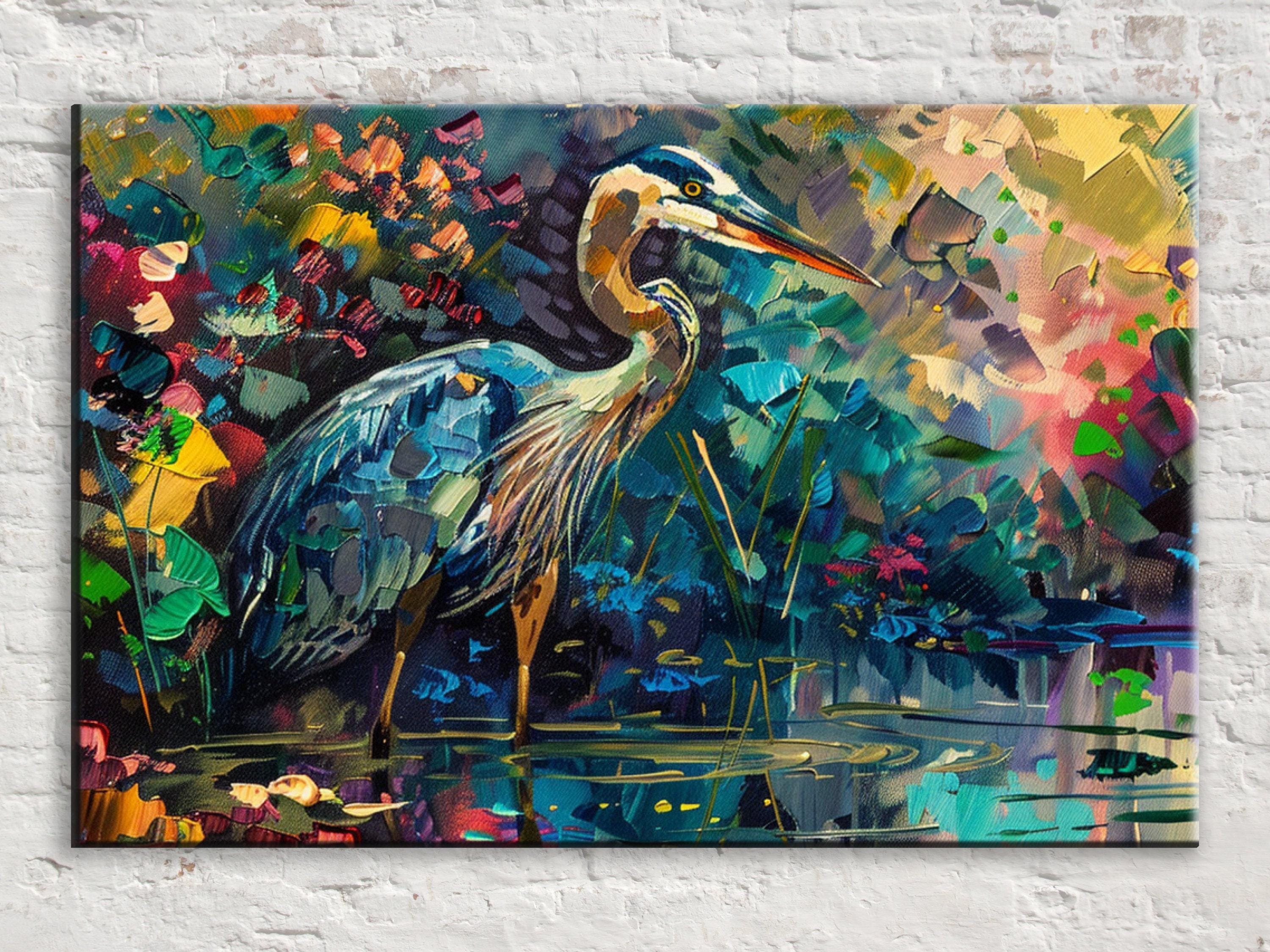 Blue Heron Canvas Print – Large Gallery Wrapped Canvas With Vibrant Wildlife Art