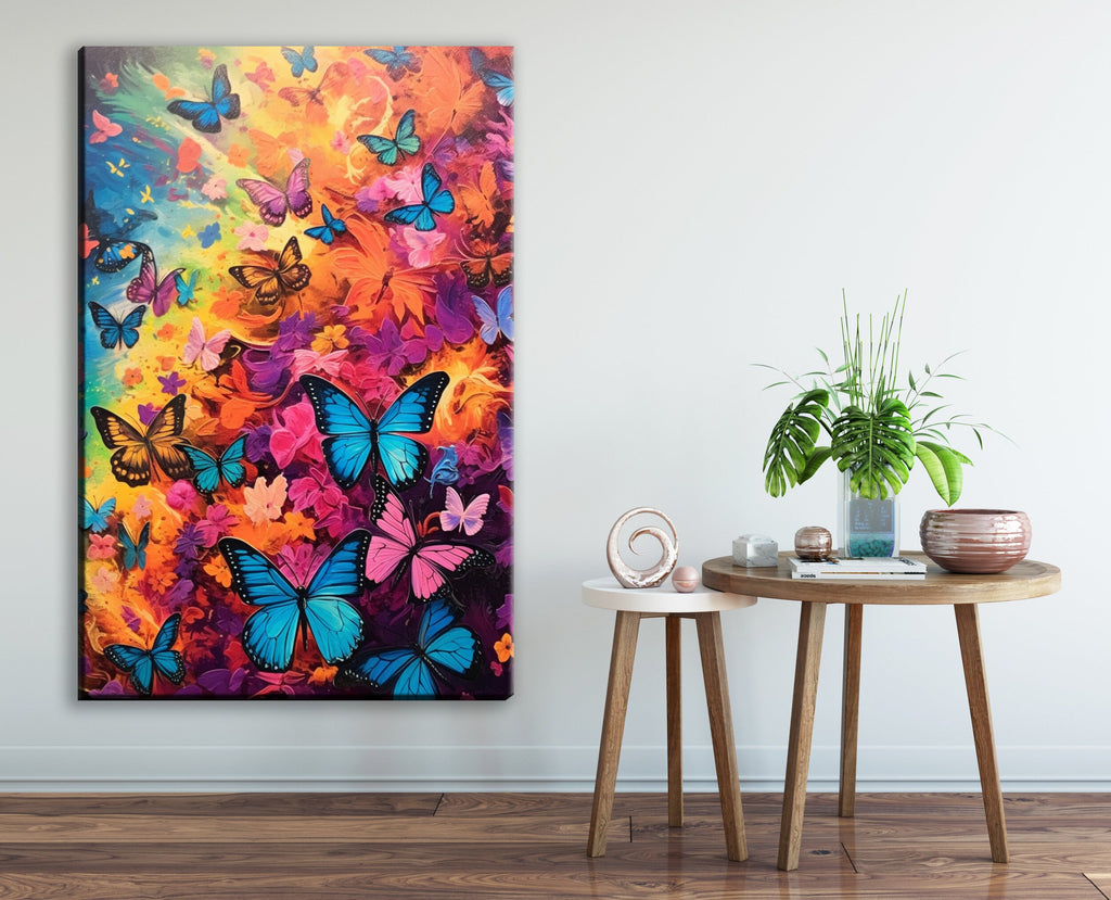 Butterflies Canvas Art - Large Colorful Nature Print | High Quality Wood Frame Canvas