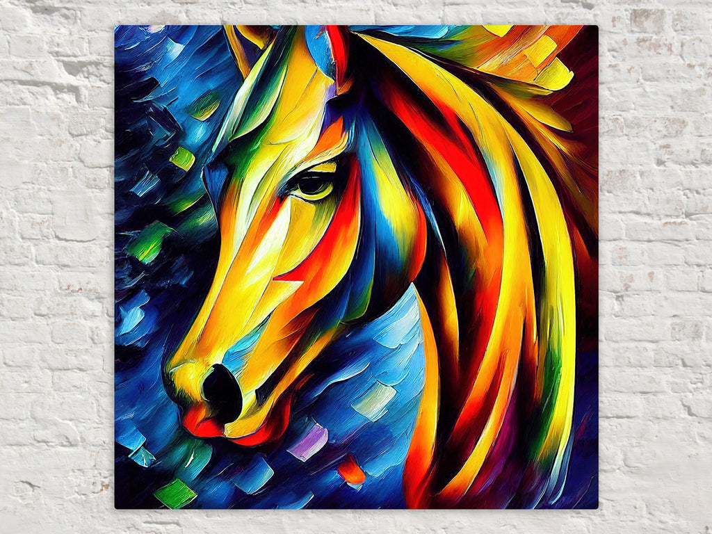 Colorful Horse Canvas | Vibrant Wall Art - Oil Painting Reproduction, Gallery Ready