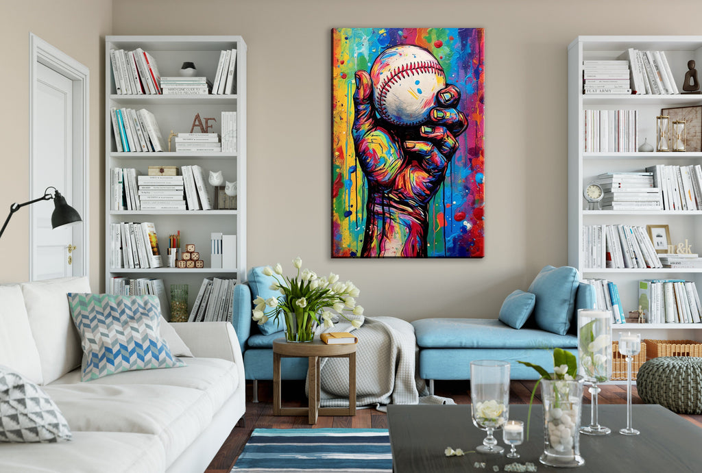 Baseball Canvas Art - Hand Holding Baseball Print | Classic Sports Wall Decor