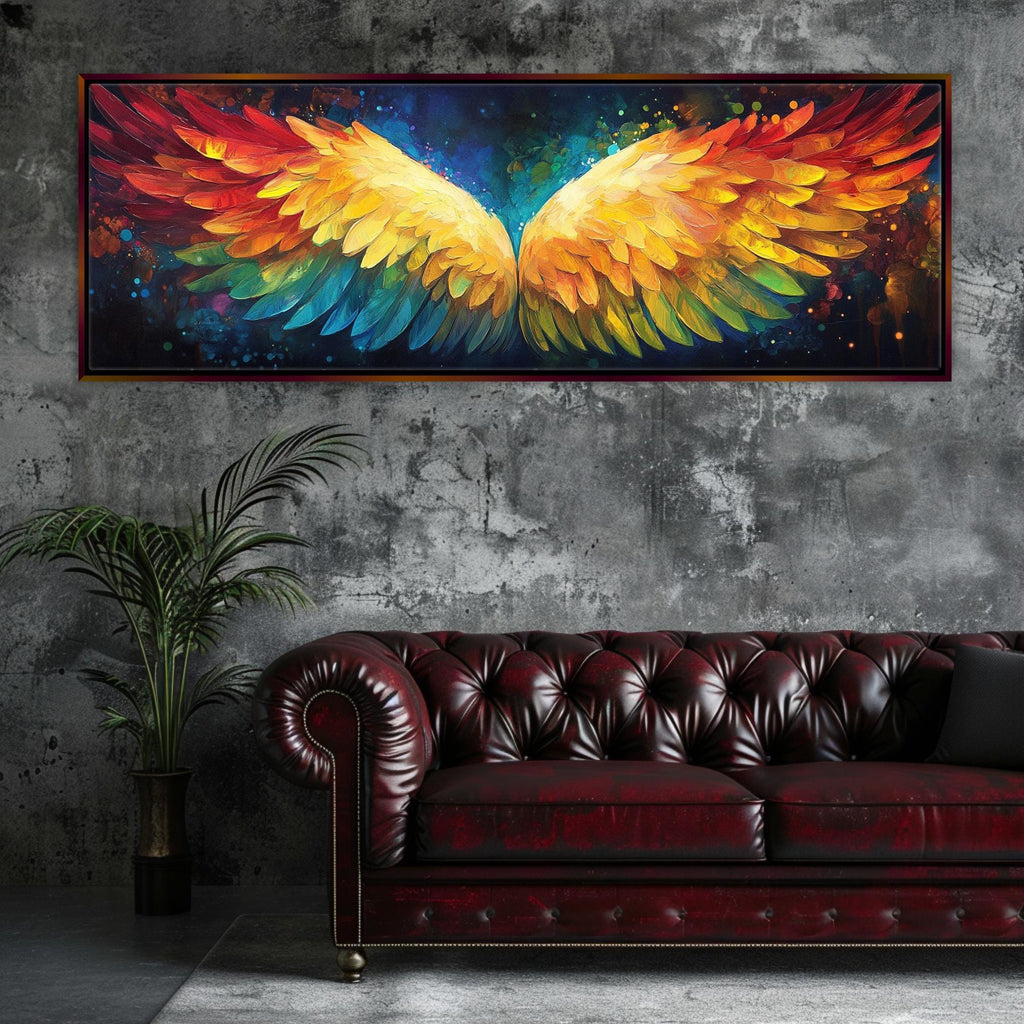 Angel Wings Wall Art - Panoramic Canvas Print | Extra Large Framed Gallery Wrapped