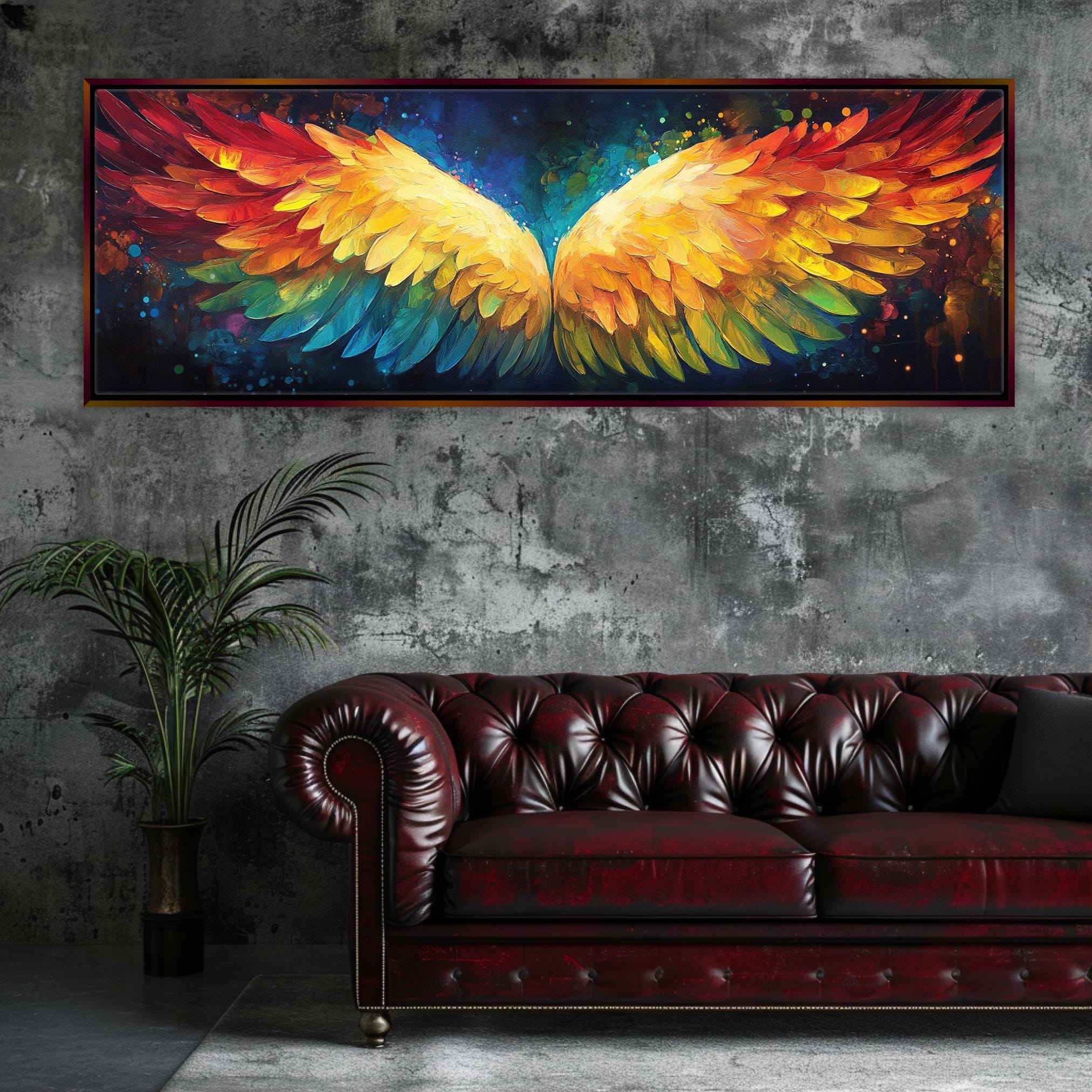 Angel Wings Wall Art - Panoramic Canvas Print | Extra Large Framed Gallery Wrapped