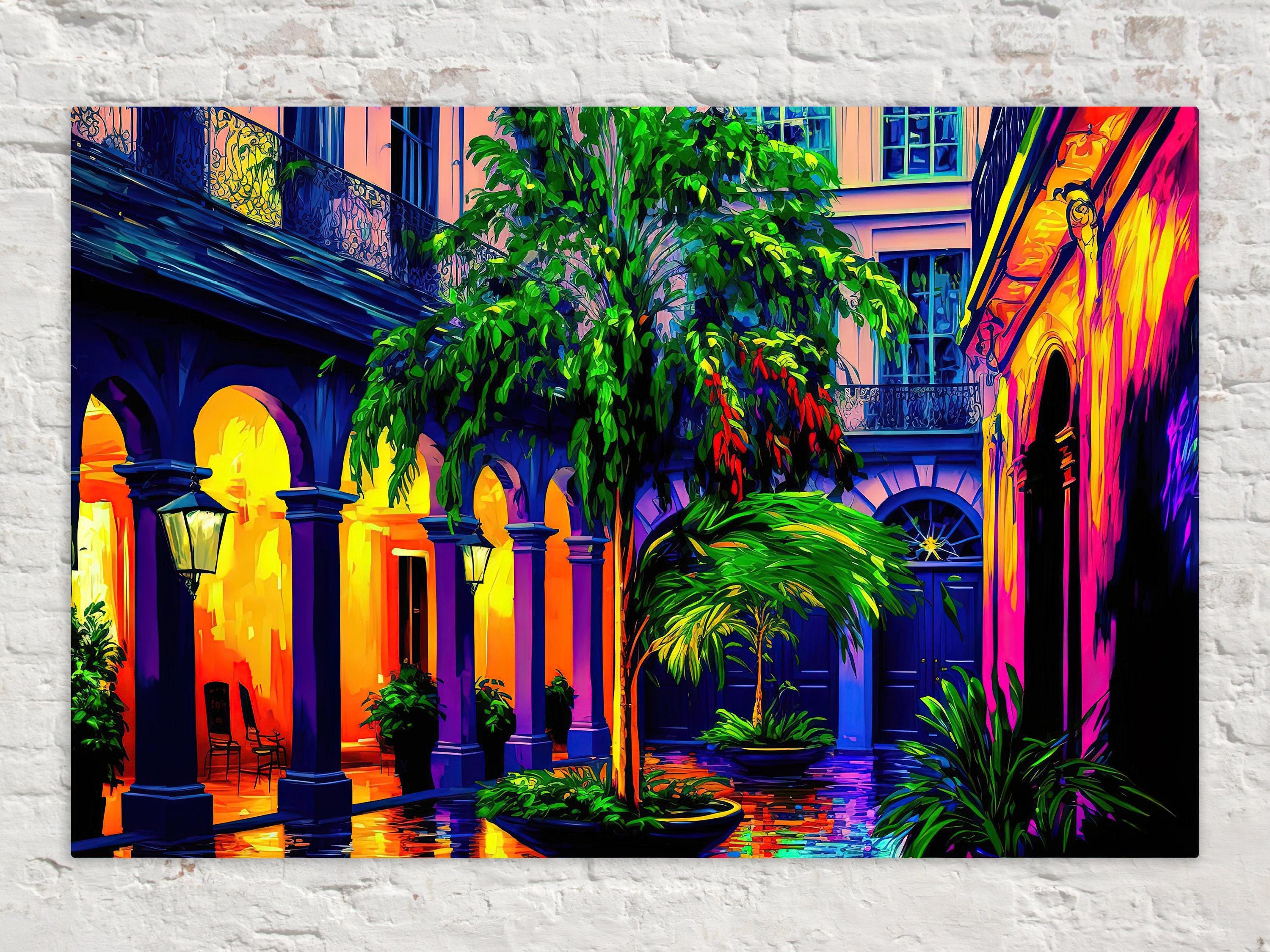 New Orleans Painting – Bright Colorful NOLA Wall Art Canvas | French Quarter Art Print