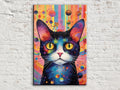 Cat Canvas Wall Art – Large Whimsical Kitten Painting | Colorful Cat Artwork