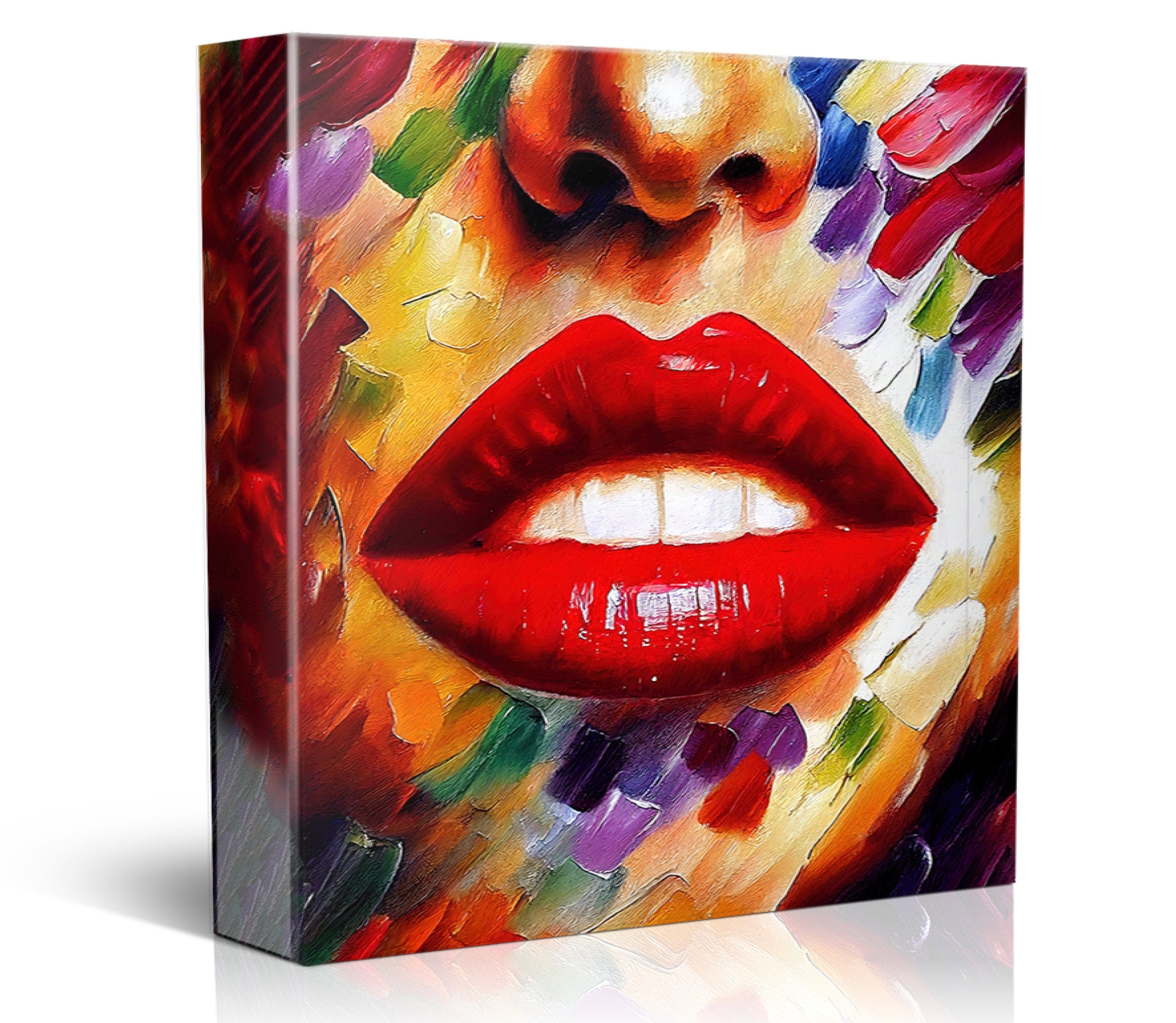 Red Lips Canvas Print - Vibrant Wall Decor With Colorful Lips Art Reproduction