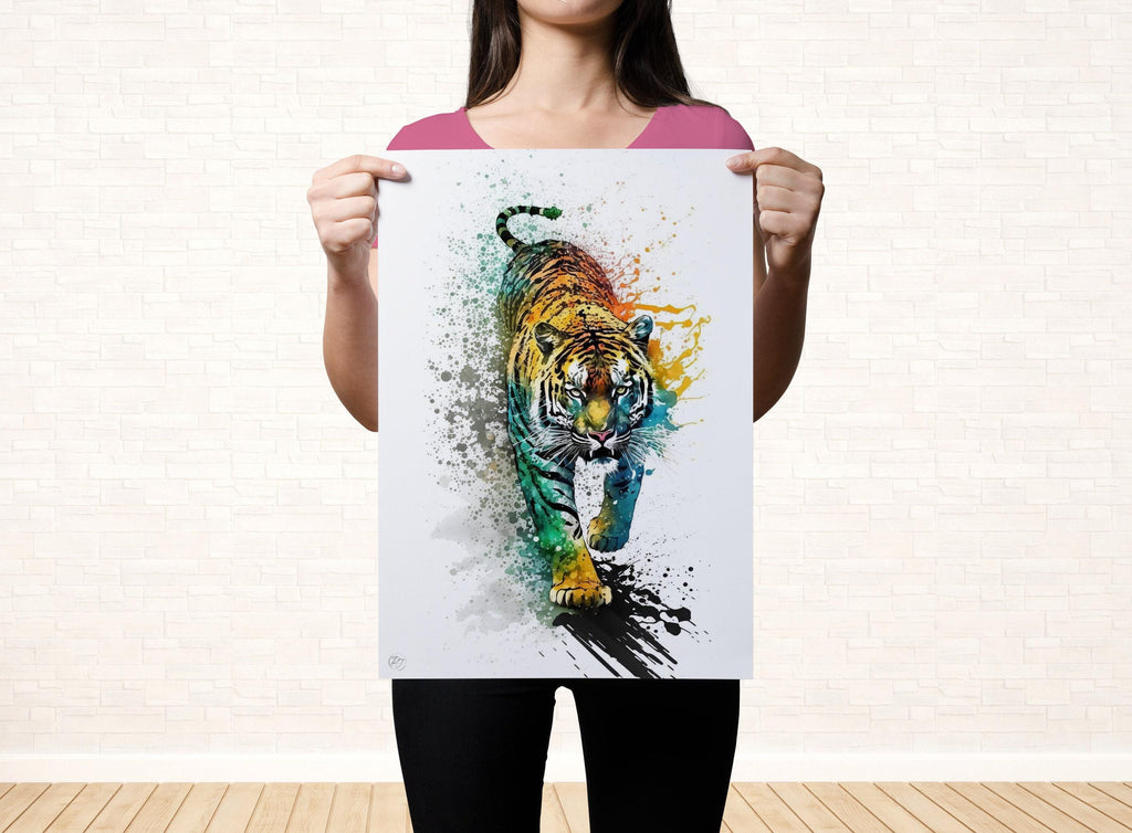 Wildlife Majesty: Tiger Watercolor Painting, Giclee Print on Canvas, Artist Paper, Watercolor Paper, Available in Extra Large Sizes