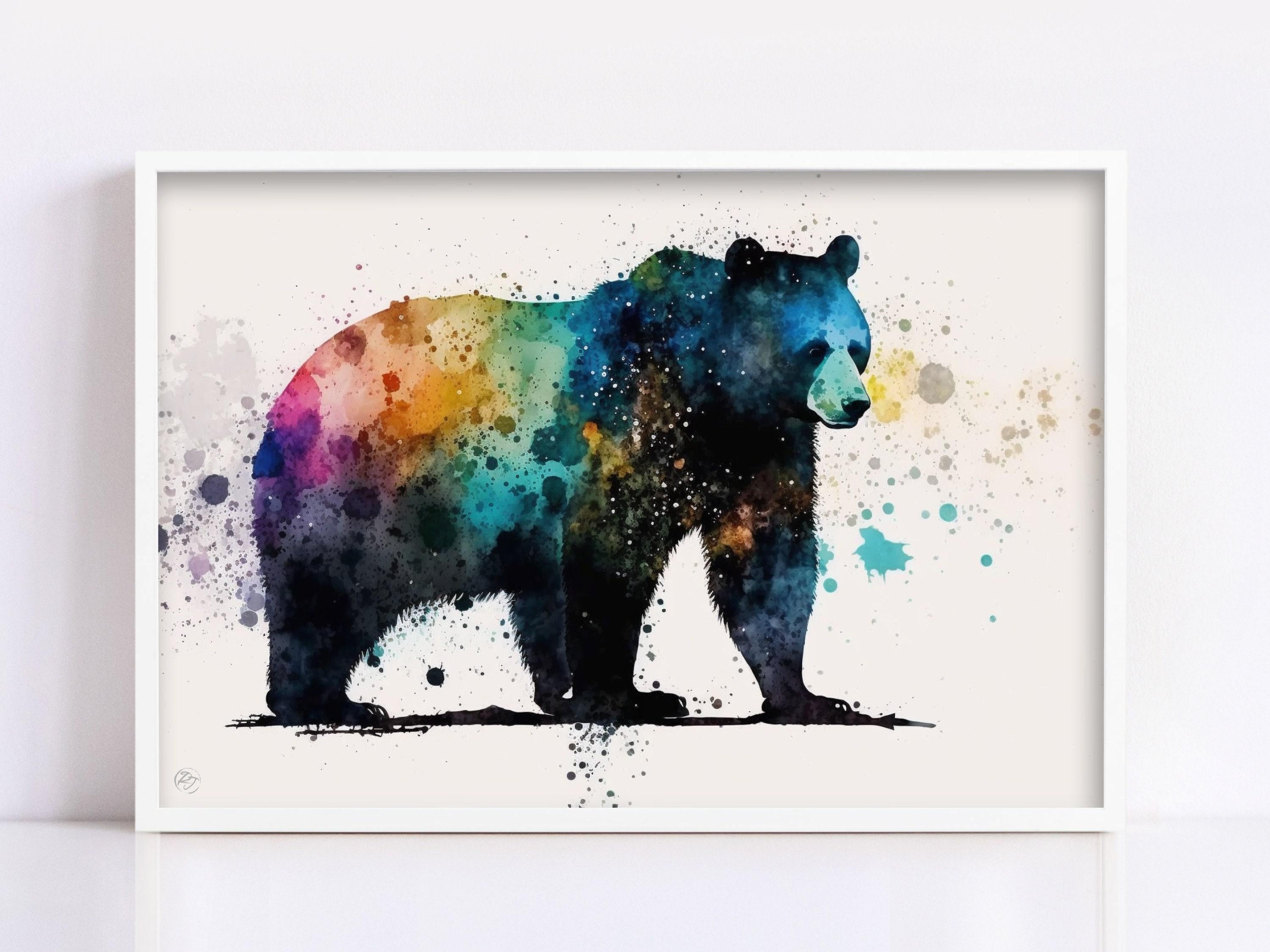 Graceful Black Bear: Watercolor Canvas Wall Art Print, Giclee Print on Gallery-wrapped Artist Canvas, Available in Extra Large Sizes