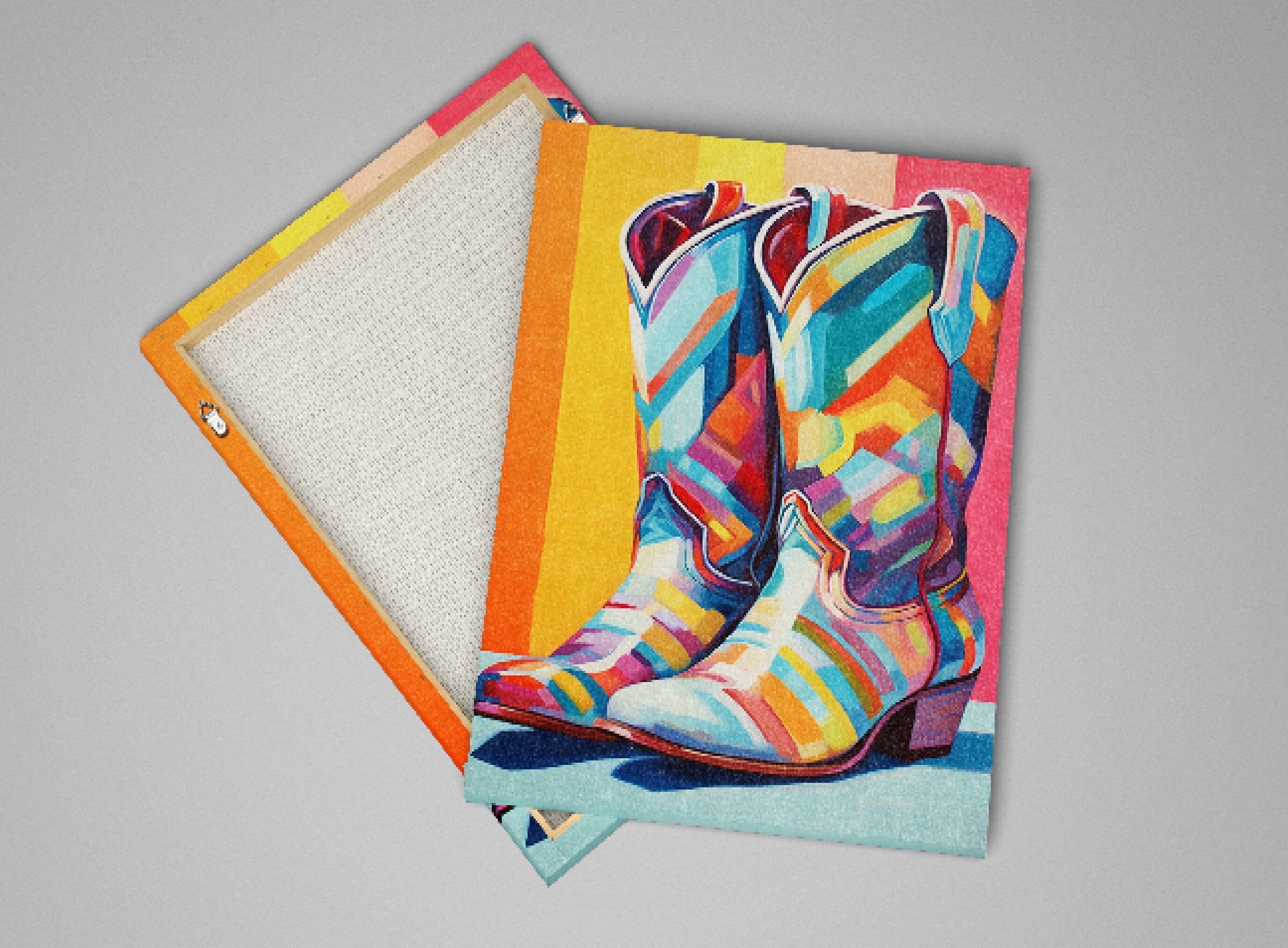 Cowboy Boots Wall Art - Colorful Western Canvas, Large Rustic Cowboy Decor