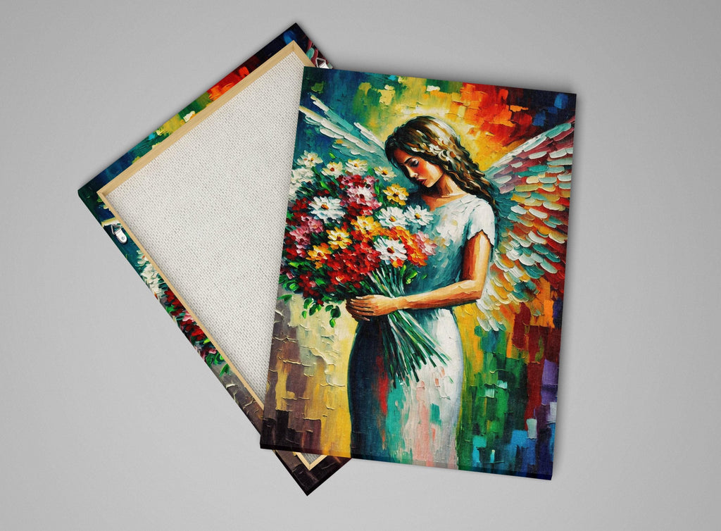 Angel Wall Art – Beautiful Flower Angel Print on Large Gallery Wrapped Canvas