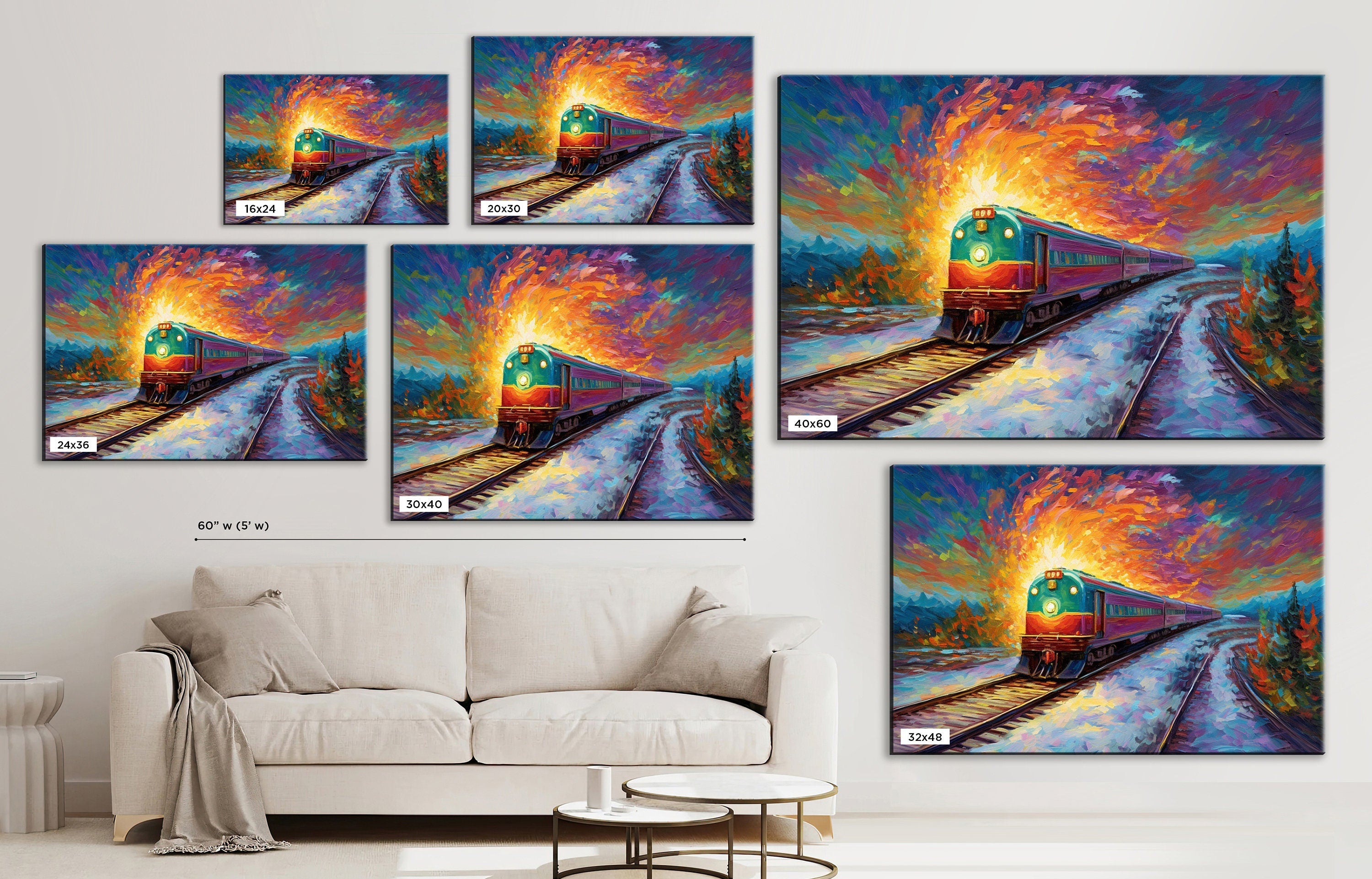 Railroad Cargo Print - Large Gallery Wrapped Canvas | Freight Train Art