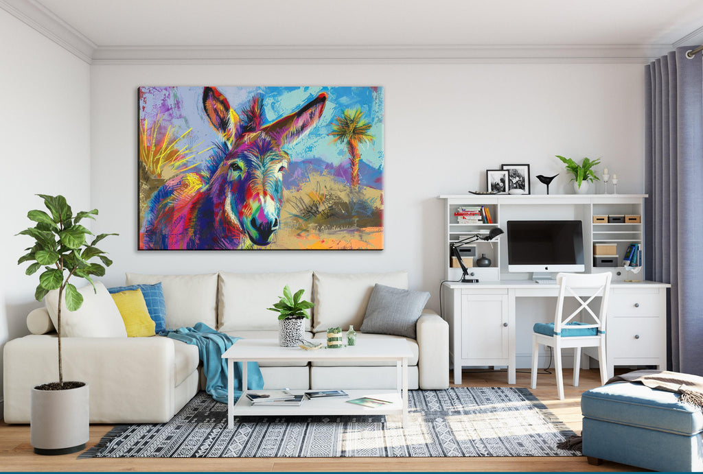 Donkey Pop Art - Colorful Wall Art | Large Canvas, Gallery Wrapped Rustic Decor