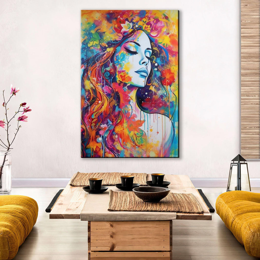 Woman Canvas Wall Art – Large Canvas Art | Sensual Paint Drip Artwork