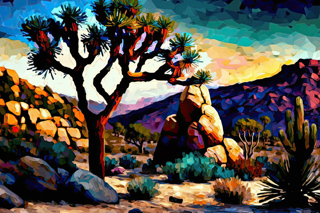 Desert Landscape Canvas - Southwestern Scenery Print | Joshua Tree Artwork, Gallery Ready