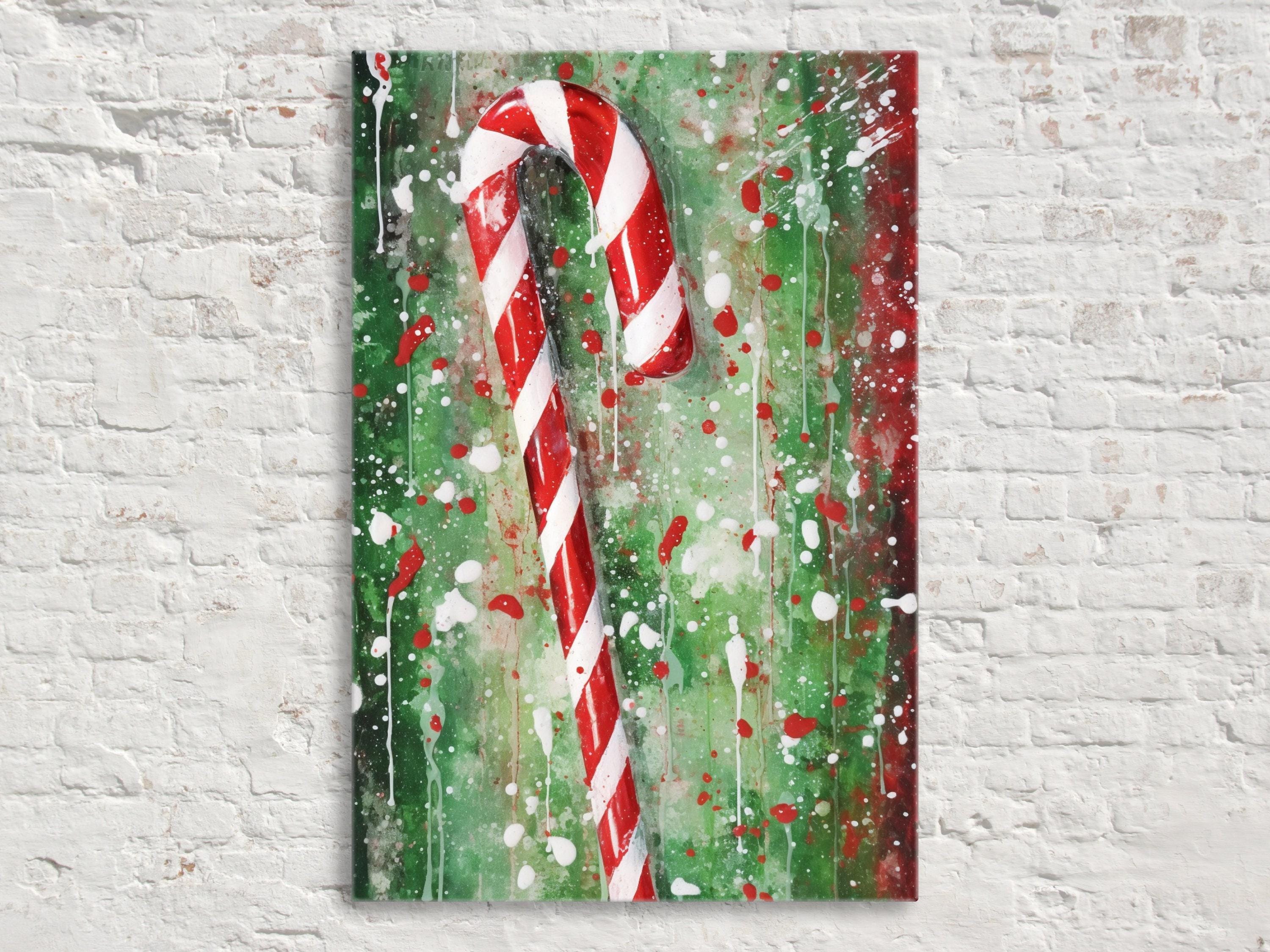 Christmas Wall Art – Peppermint Candy Cane Canvas | Festive Holiday Decor Print
