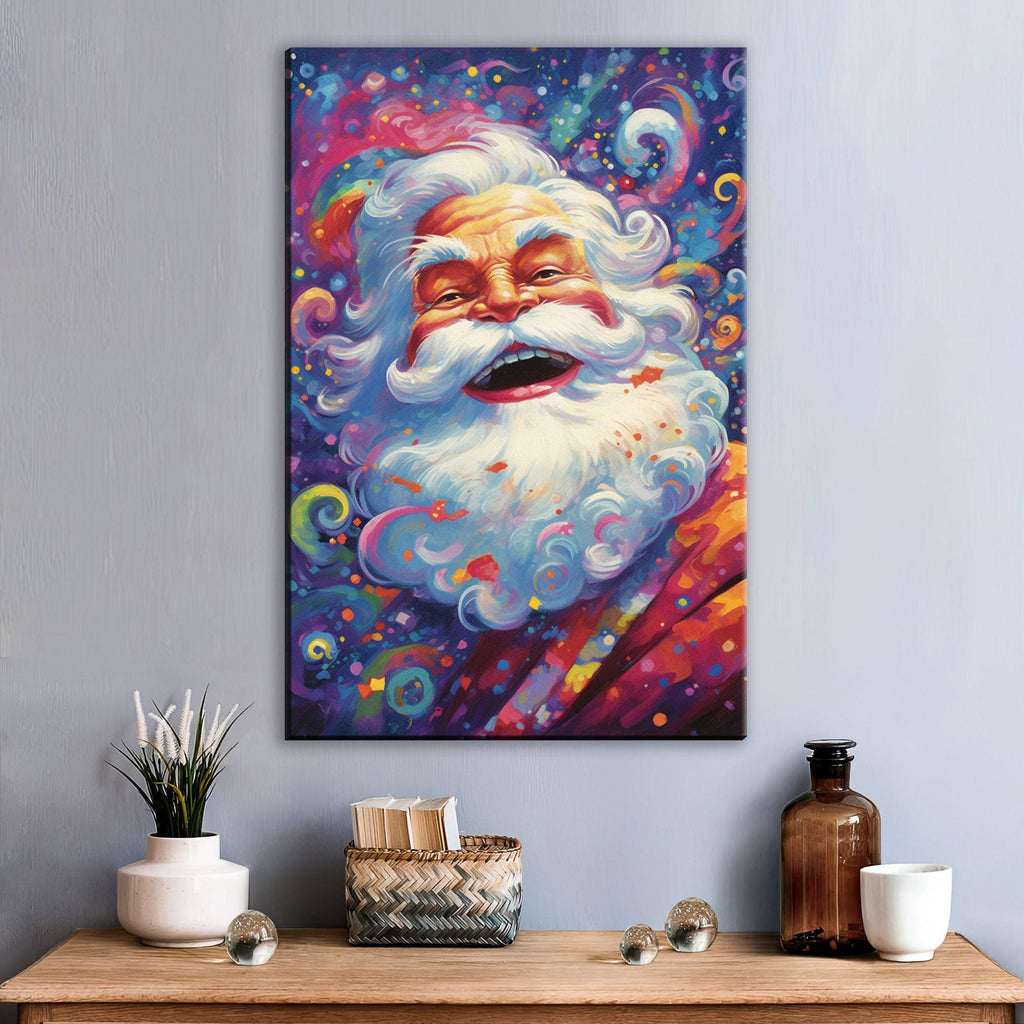 Santa Claus Canvas Art – Playful Christmas Wall Art, Giclee Print on Gallery Wrapped Canvas
