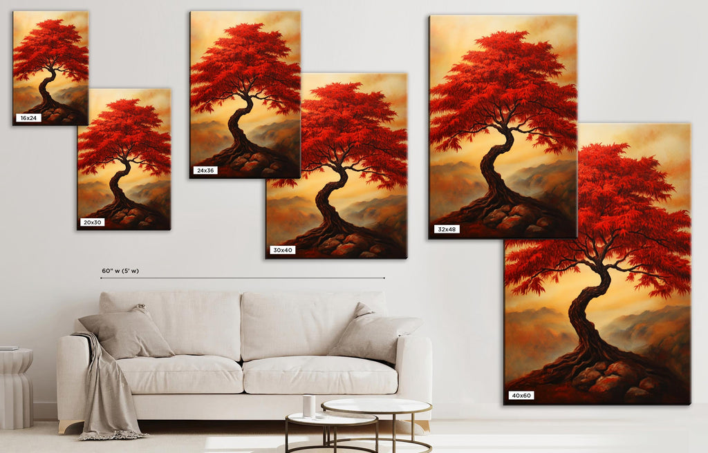 a living room with a couch and a painting on the wall