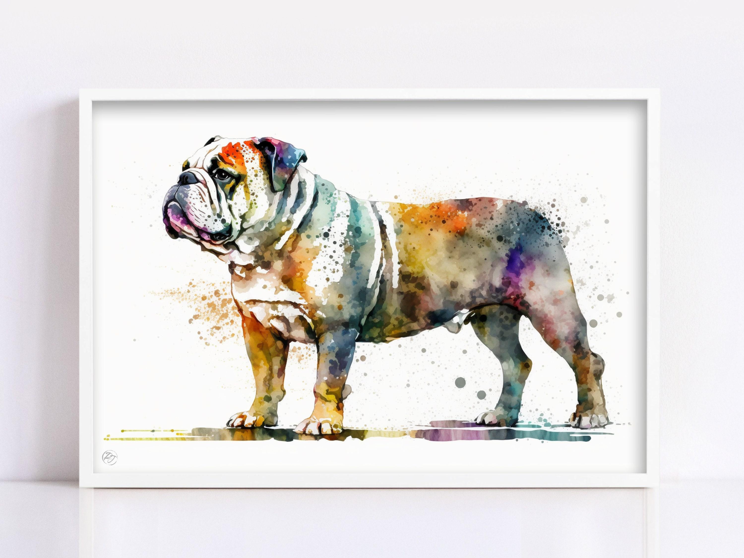 Bulldog Lover's Delight: Watercolor Bulldog Wall Art, Giclee Print on Canvas, Artist Paper, Watercolor Paper, Available in Extra Large Sizes
