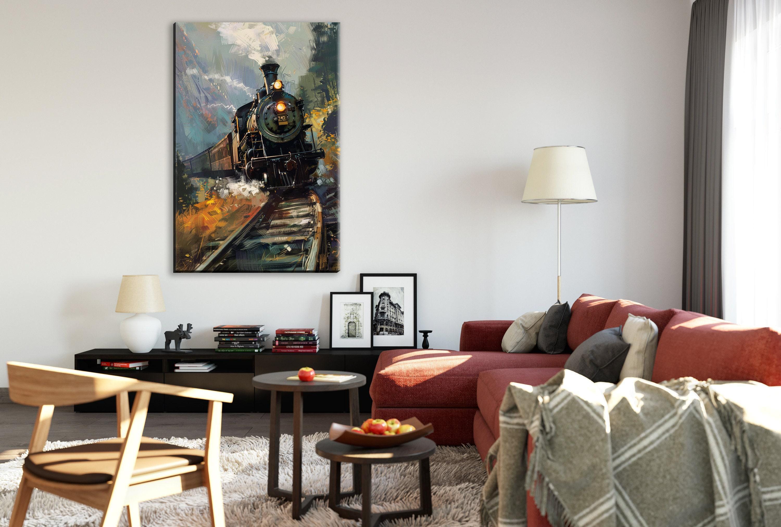 Steam Locomotive Artwork – Vintage Steam Engine on Gallery Wrapped Canvas, Ready to Hang