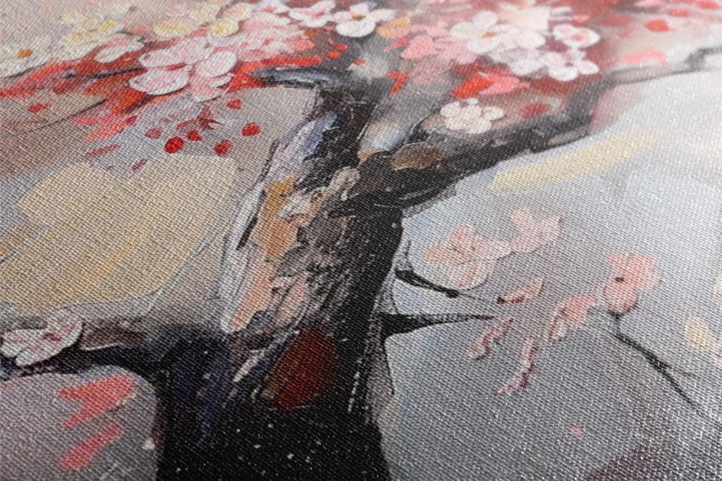 a painting of a tree with pink flowers