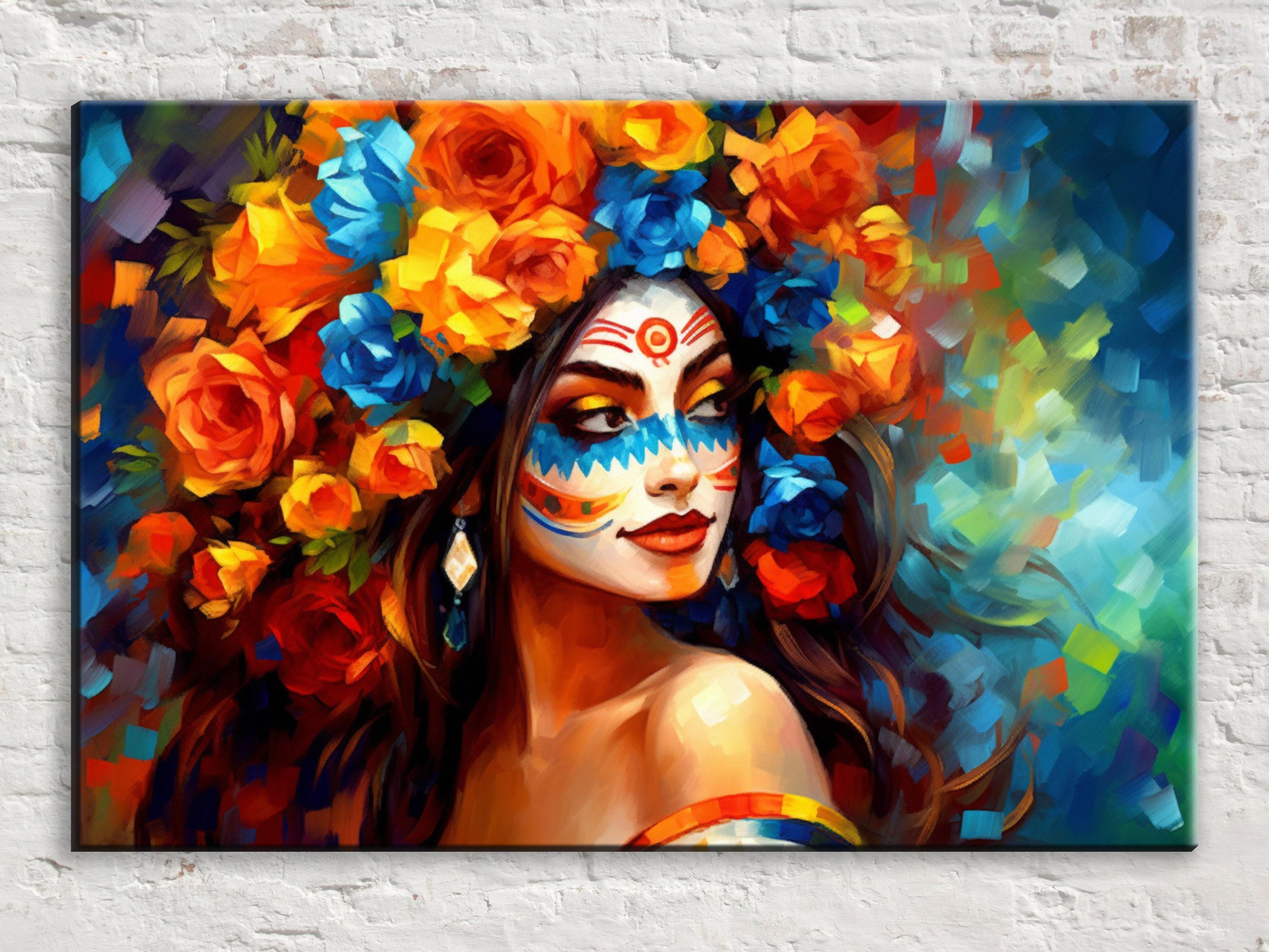 Day of the Dead Wall Decor – Vibrant Sugar Skull Canvas | Mexican Heritage Art