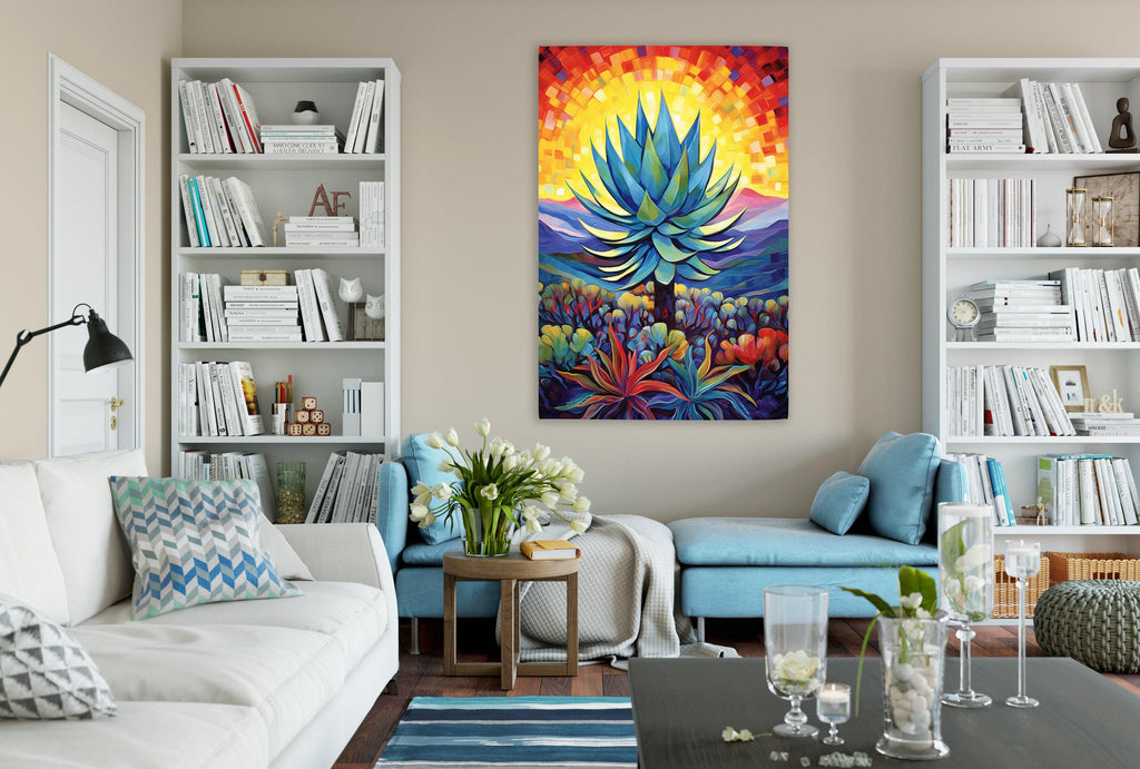 Blue Agave Painting - Vibrant Desert Sunset On UV Coated Canvas Print