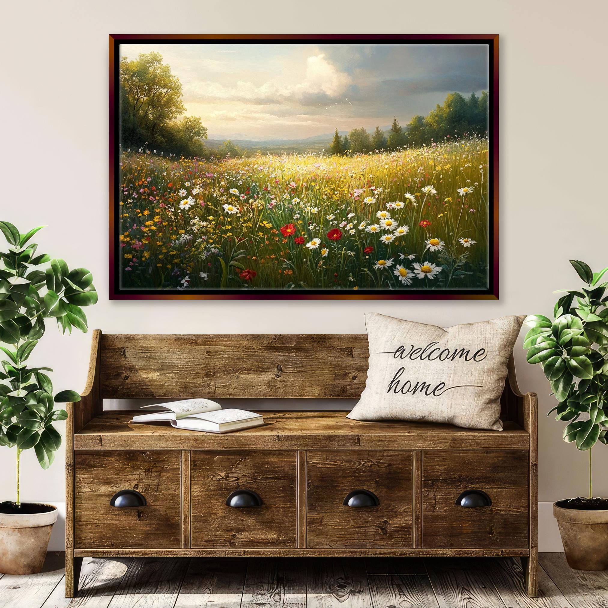 Wildflower Meadow Canvas - Extra Large Botanical Wall Art | Gallery Wrapped, Ready to Hang