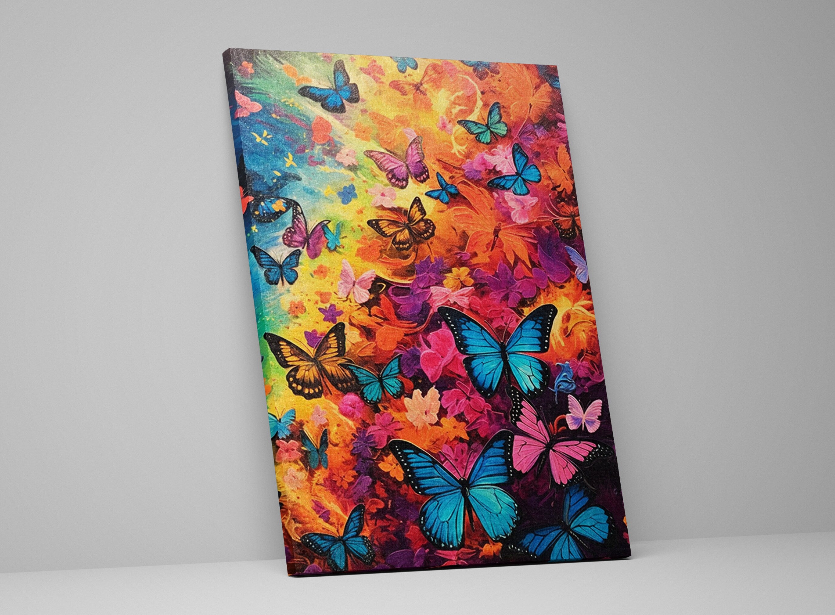 Butterflies Canvas Art - Large Colorful Nature Print | High Quality Wood Frame Canvas
