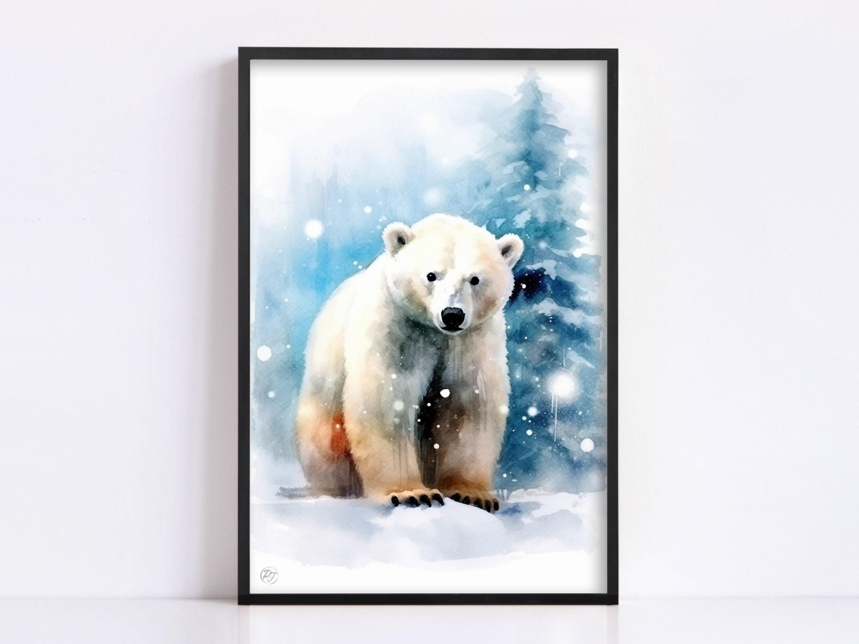 Gentle Guardian - Polar Bear Watercolor Wall Decor, Giclee Print on Canvas, Artist Paper, Watercolor Paper, Available in Extra Large Sizes