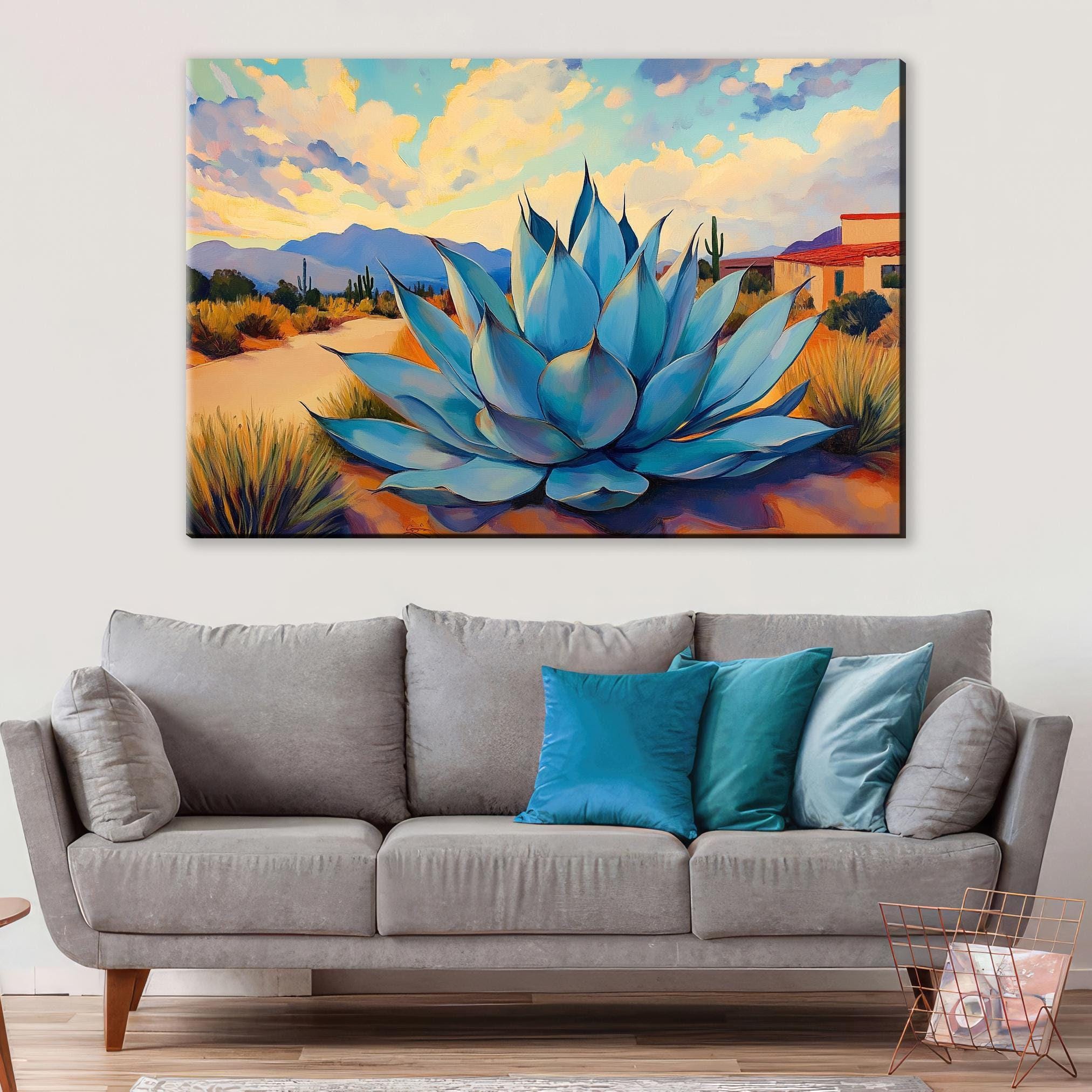 Blue Agave Canvas Print - Desert Wall Art | Framed Gallery Wrapped Ready to Hang