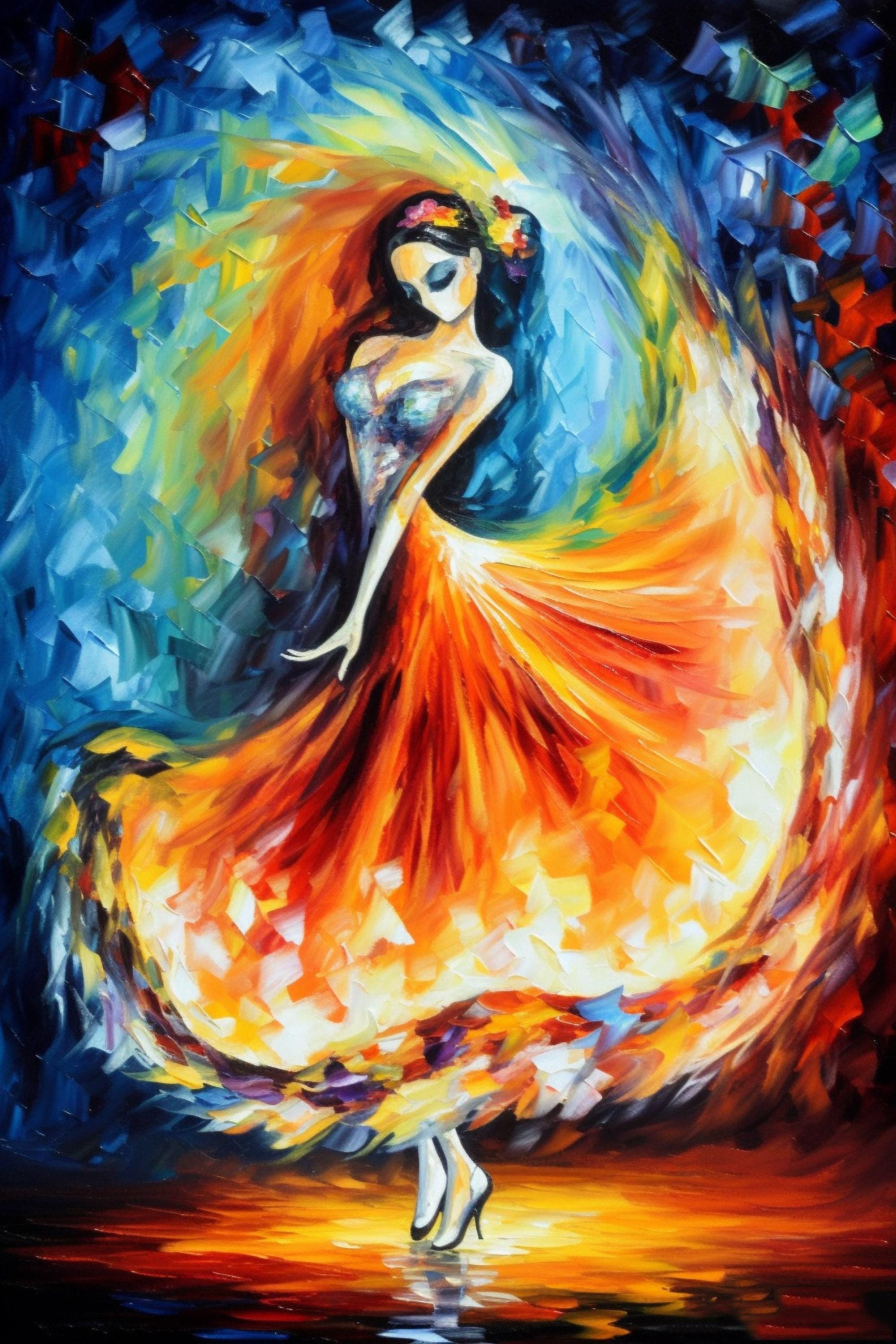 Day of the Dead Canvas – Vibrant Mexican Wall Art with Flamenco Dancer Print