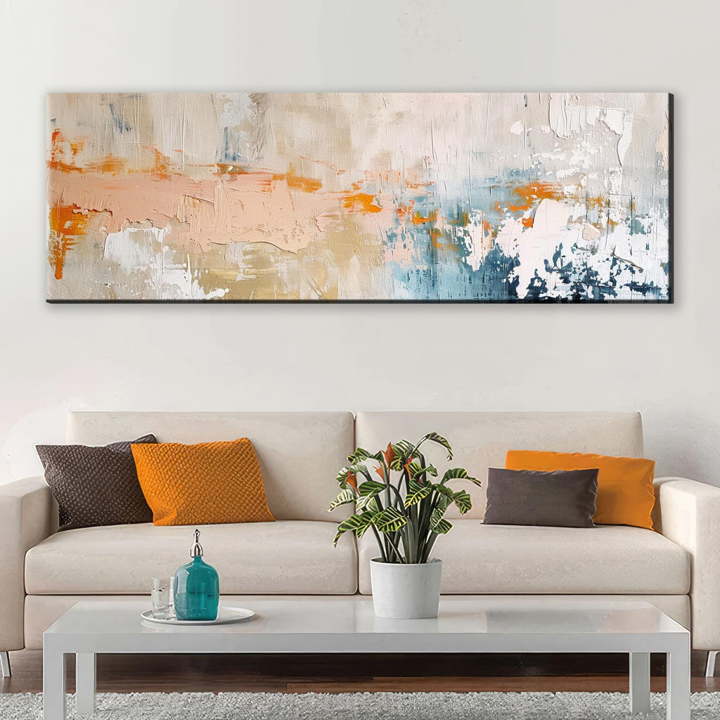 a living room with a couch and a table