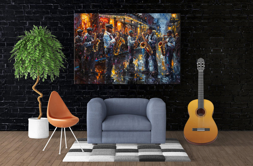 New Orleans Jazz Art – Bourbon Street Painting | Large Canvas Art, Gallery Wrapped