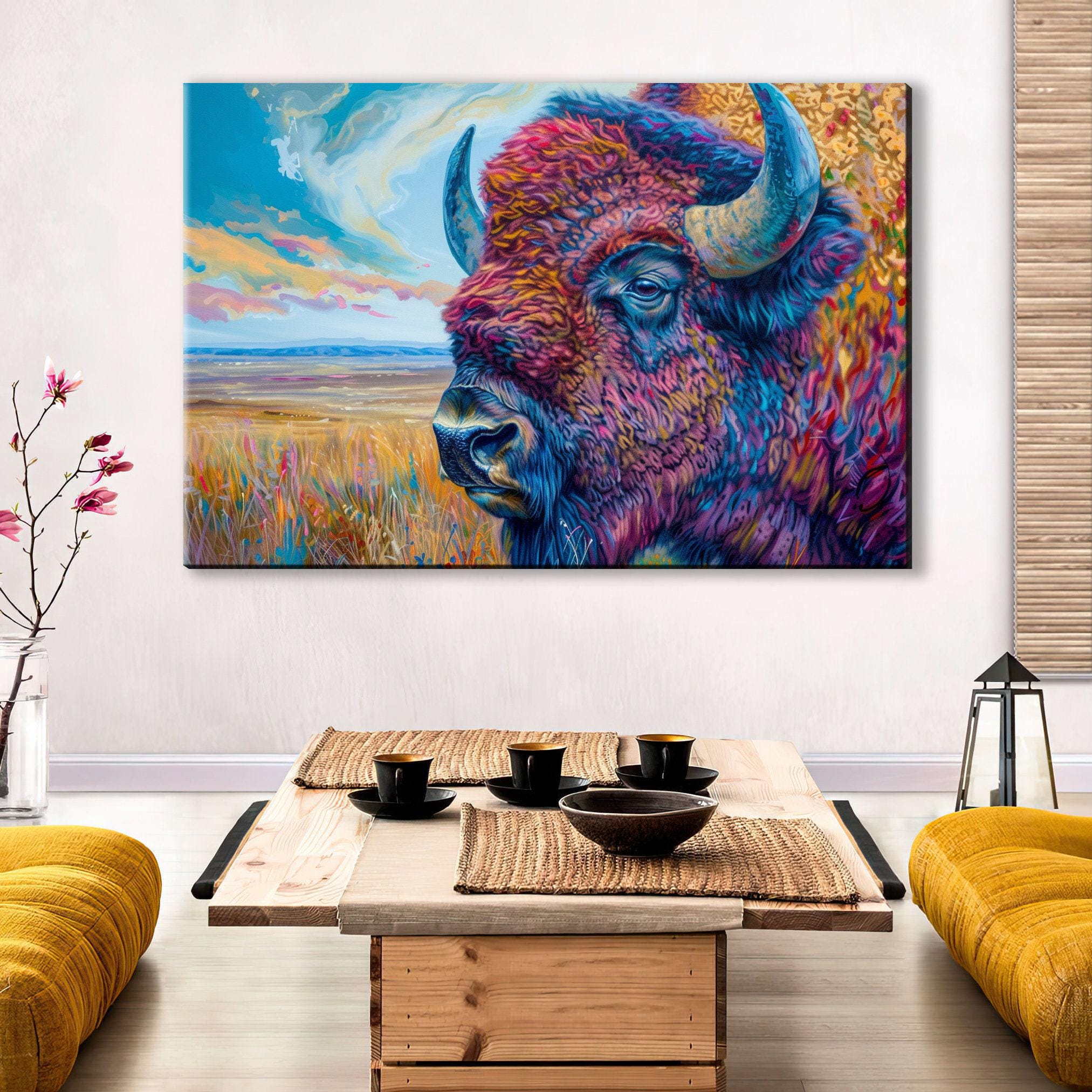 Bison Canvas Art – Large Gallery Wrapped Canvas | American Prairie Art, Ready to Hang