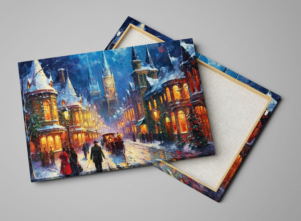 Victorian Christmas Art | Classic Holiday Decor on Extra Large Gallery Wrapped Canvas Print