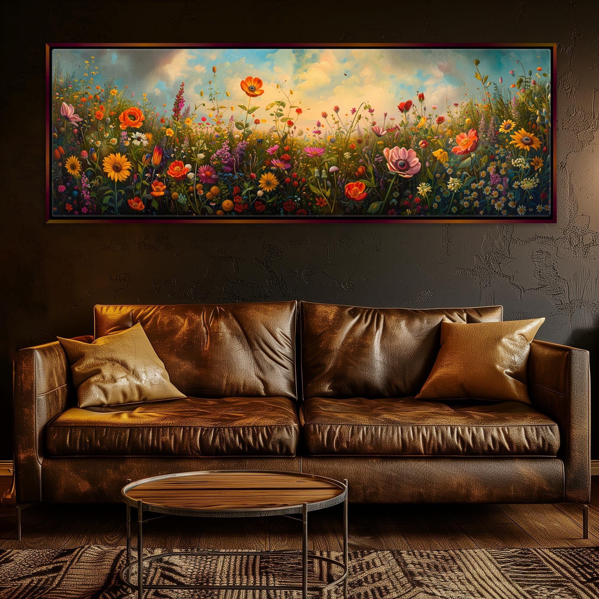Wildflower Panoramic Canvas – Extra Large Boho Wall Art | Gallery Wrapped, Ready to Hang