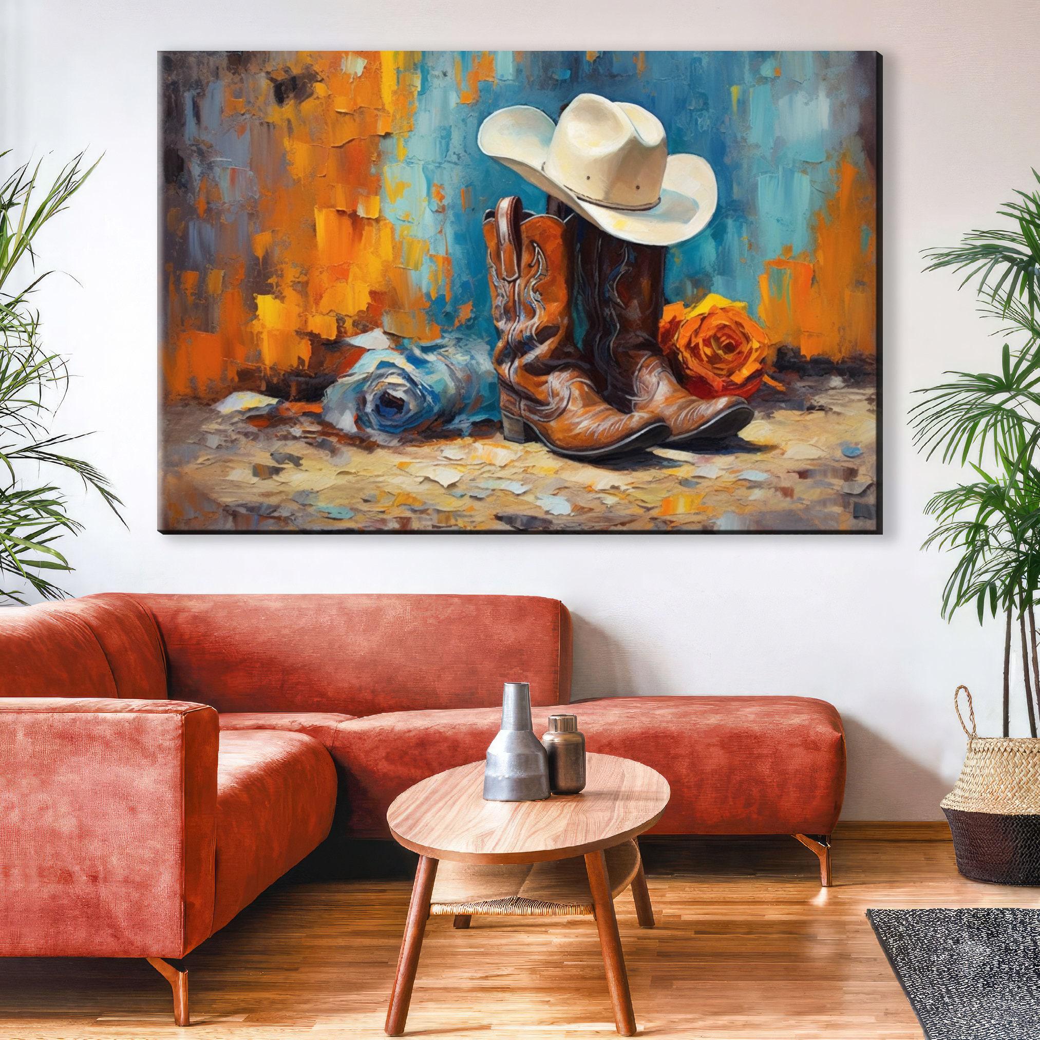 Texas Cowboy Wall Art – Cowboy Boots Canvas | Large Gallery Wrapped Print