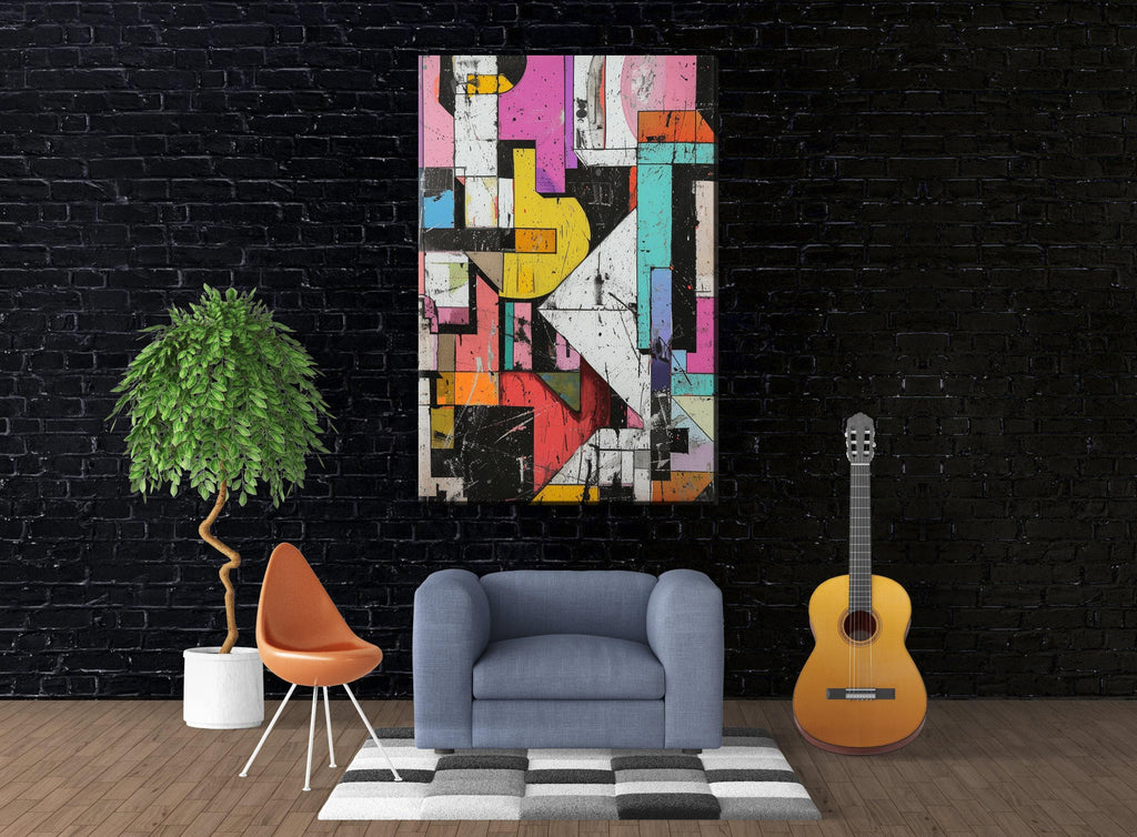 Abstract Brutalism Canvas - Large Abstract Art | Gallery Wrapped, Ready to Hang