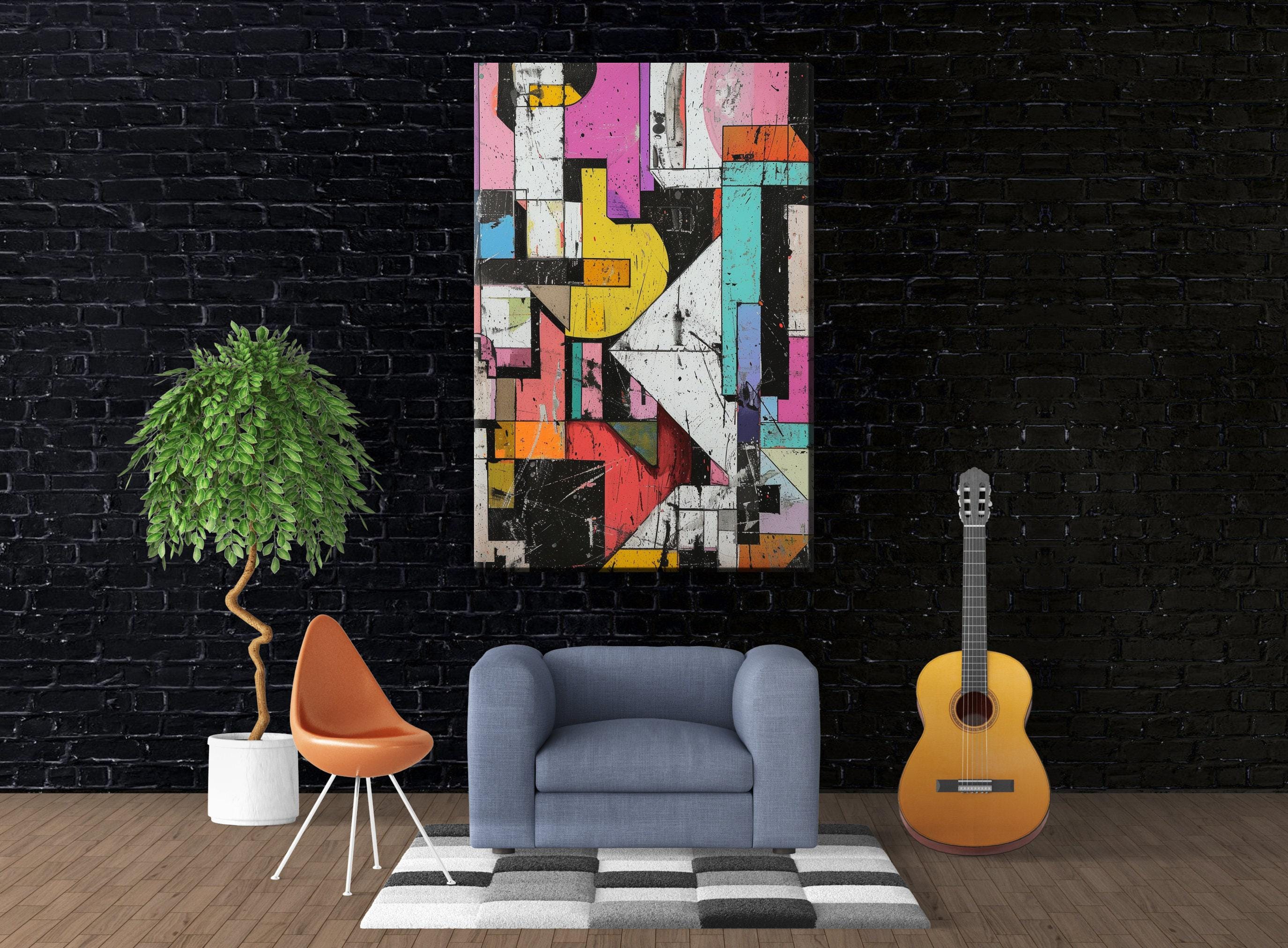 Abstract Brutalism Canvas - Large Abstract Art | Gallery Wrapped, Ready to Hang