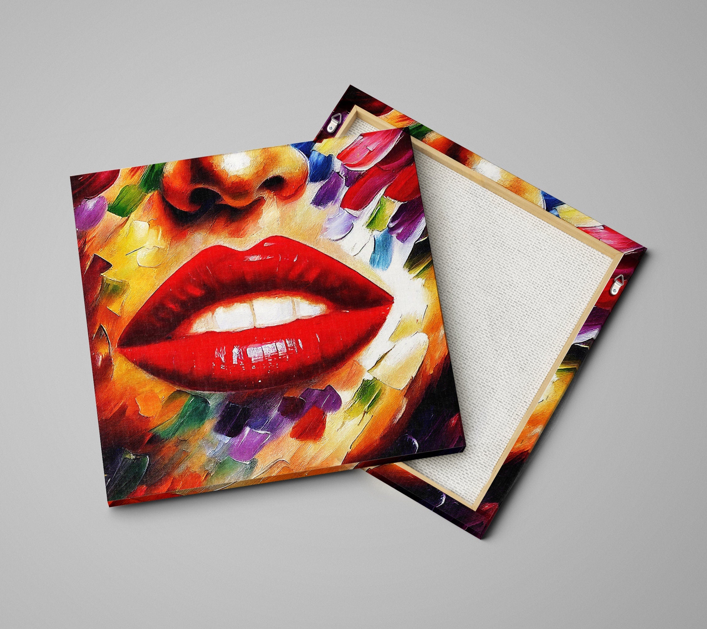 Red Lips Canvas Print - Vibrant Wall Decor With Colorful Lips Art Reproduction