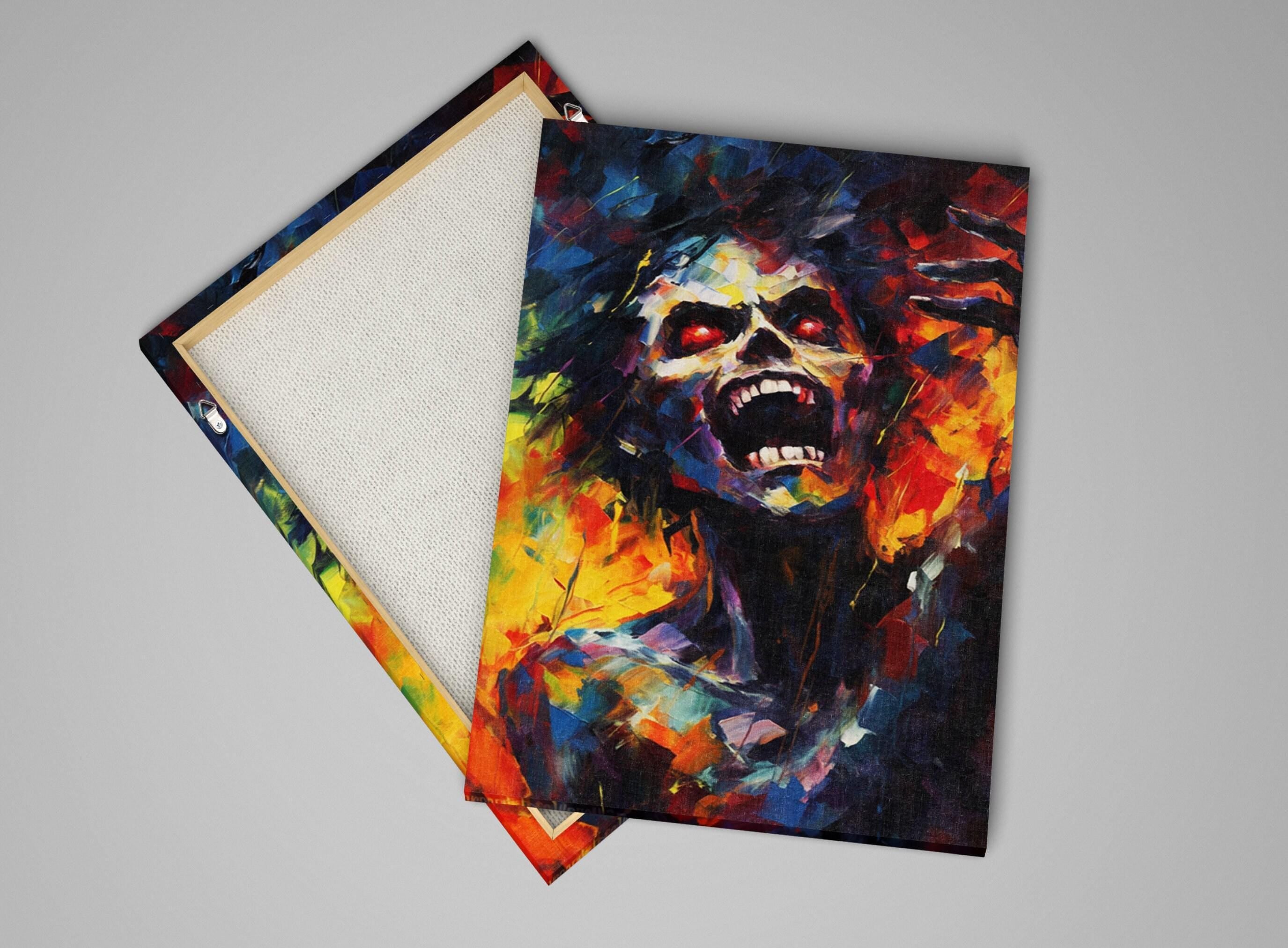Halloween Zombie Canvas | Large Gallery Wrapped Canvas Print - Spooky Wall Art