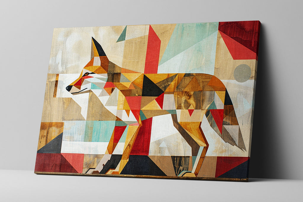 Mid-Century Coyote Art – Extra Large Gallery Wrapped Canvas with Wood Frame