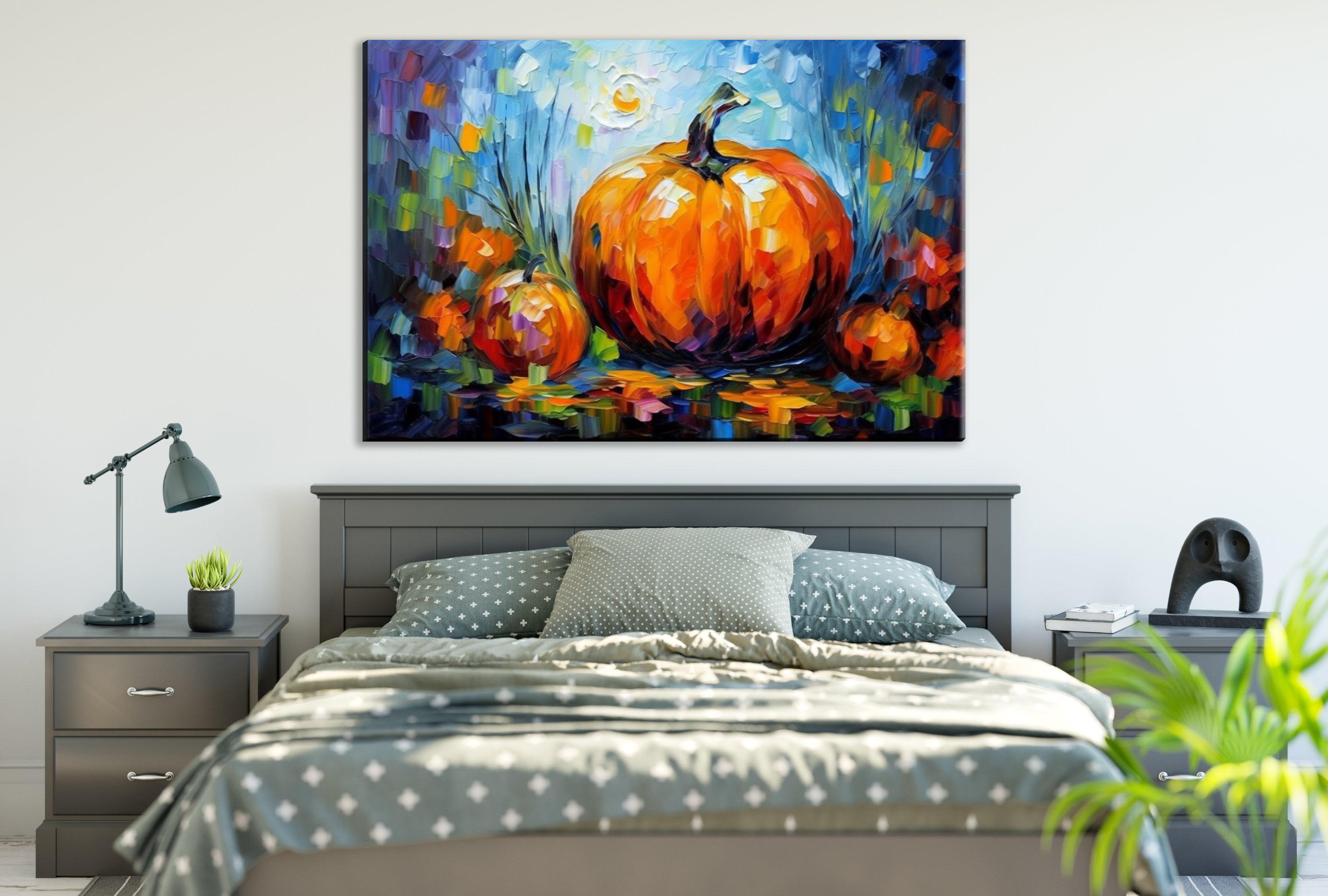 Pumpkin Wall Art – Large Gallery Wrapped Canvas | Halloween Canvas Art Decor