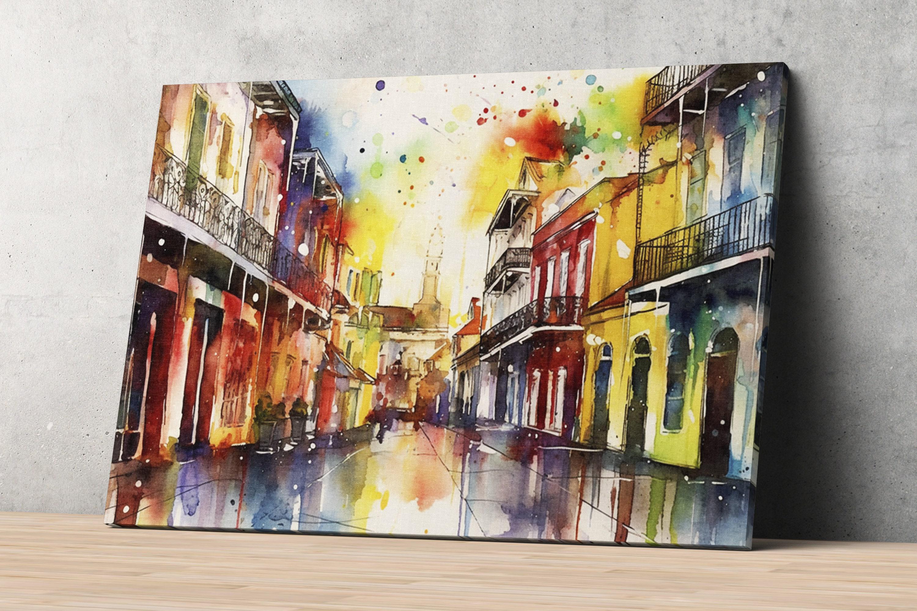 Historic Beauty: French Quarter Watercolor Print, Giclee Print on Canvas, Artist Paper, Watercolor Paper, Available in Extra Large Sizes