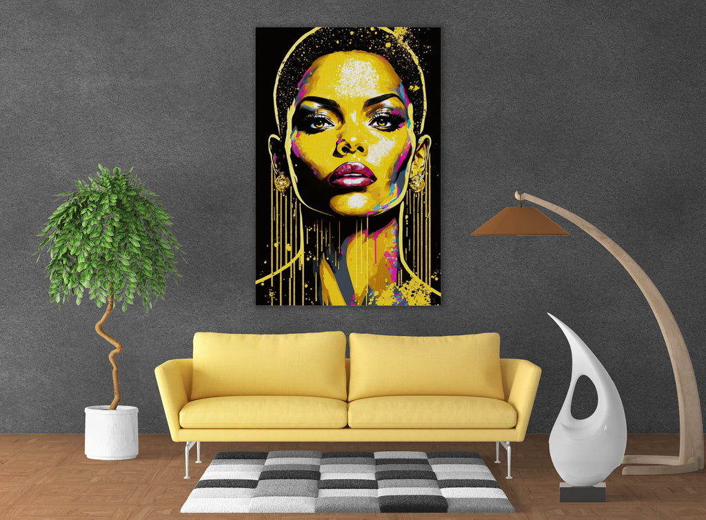Black Woman Art – African Gold Canvas Print | Vibrant Wall Art, Gallery Ready